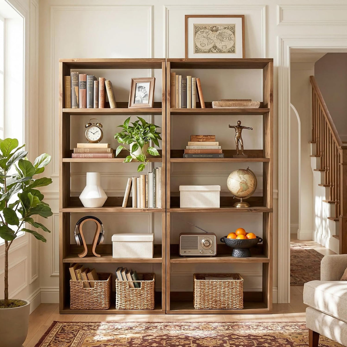 Tribesigns Massivholz Regal 180 cm, Bücherregal mit 5 offenen Ebenen