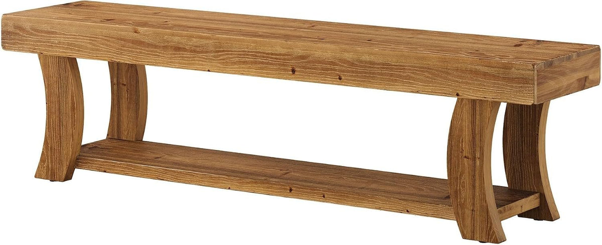 Tribesigns Schuhbank 160 cm aus Massivholz, Flurbank mit Ablage im Landhausstil