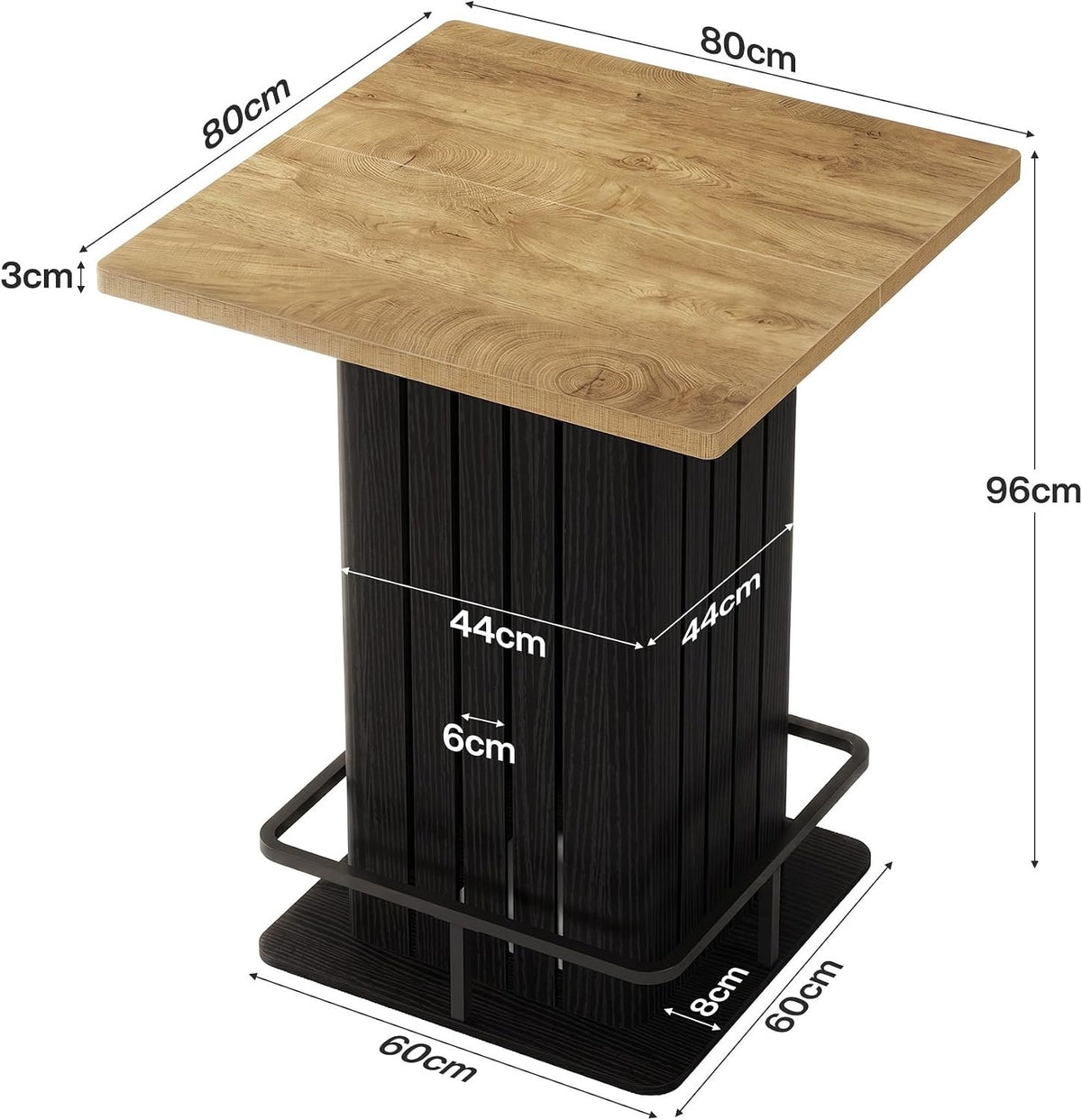 Tribesigns Quadratischer Bartisch im Industrial-Landhausstil, Bistrotisch mit Fußring