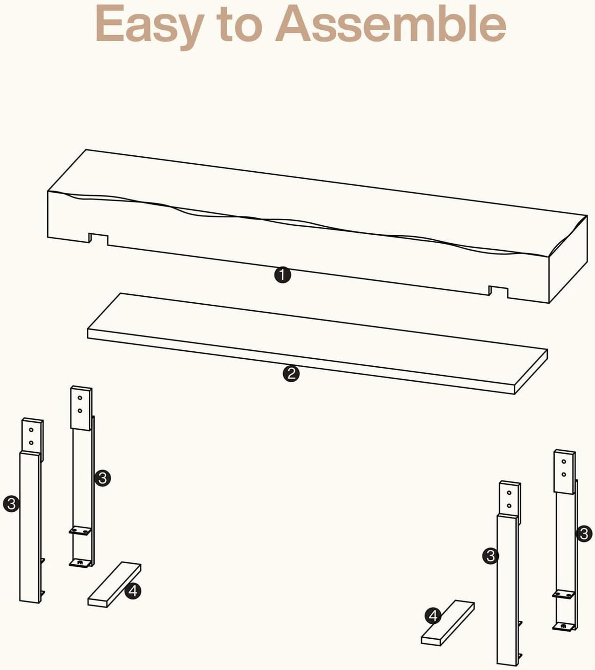 Tribesigns TV-Lowboard 160 cm aus Massivholz, TV-Board mit Baumkante und Ablage