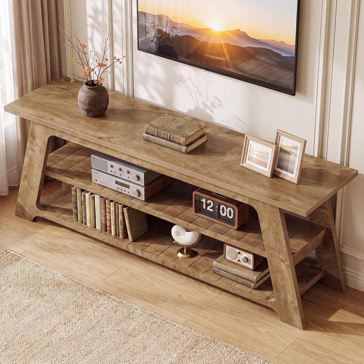 Tribesigns TV-Lowboard 160 cm für 75 Zoll Fernseher, TV-Schrank mit 3 Ablagen