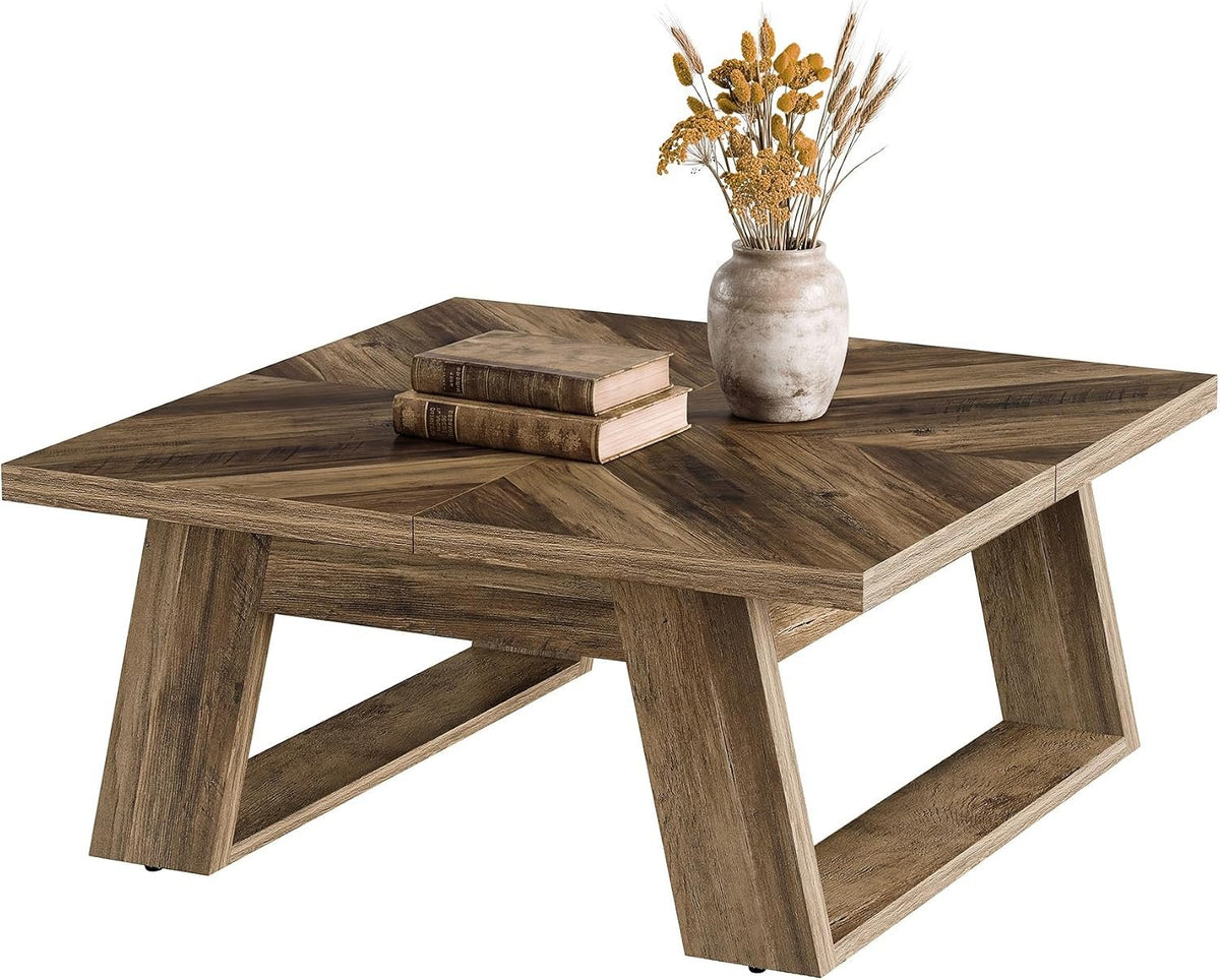 Tribesigns Quadratischer Couchtisch 100 cm, Wohnzimmertisch im Landhausstil