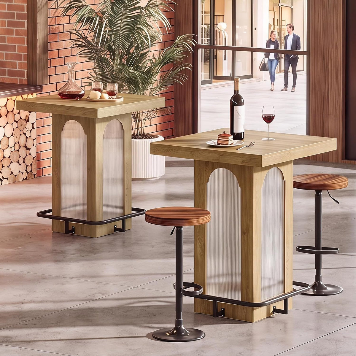 Tribesigns Bartisch 80 cm mit RGB-Beleuchtung, quadratischer Stehtisch