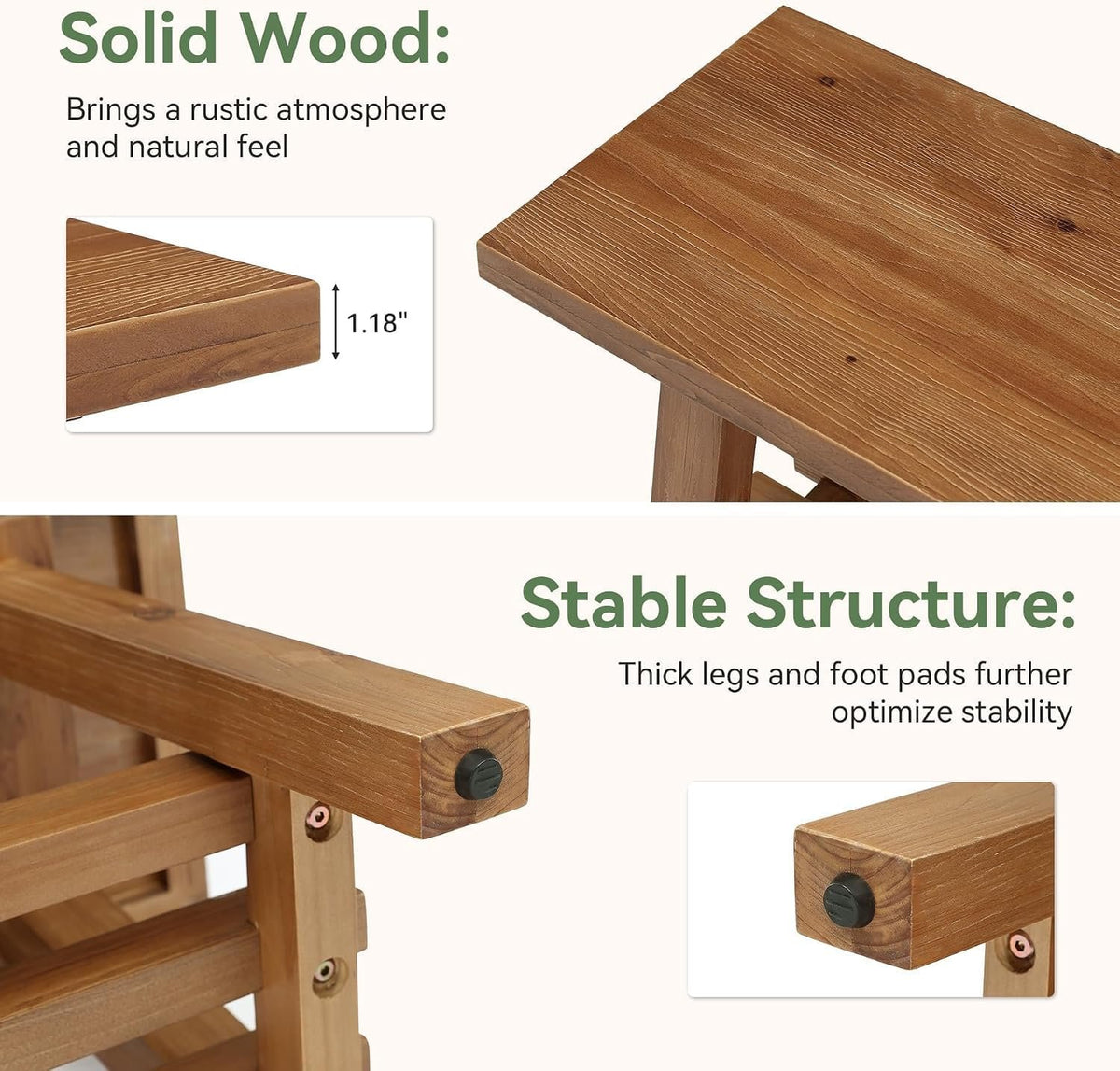 Tribesigns Schuhbank aus Massivholz, 140 cm breite Sitzbank mit Schuhablage