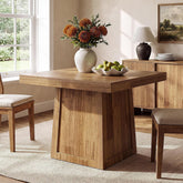 Tribesigns Quadratischer Esstisch 80 × 80 cm, Küchentisch im Landhausstil mit Trapezgestell 3