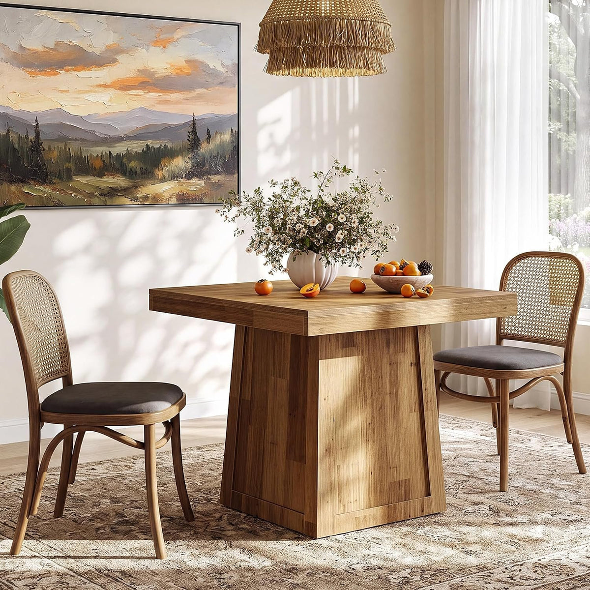 Tribesigns Quadratischer Esstisch 80 × 80 cm, Küchentisch im Landhausstil mit Trapezgestell