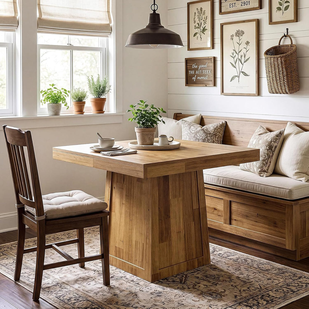 Tribesigns Quadratischer Esstisch 80 × 80 cm, Küchentisch im Landhausstil mit Trapezgestell