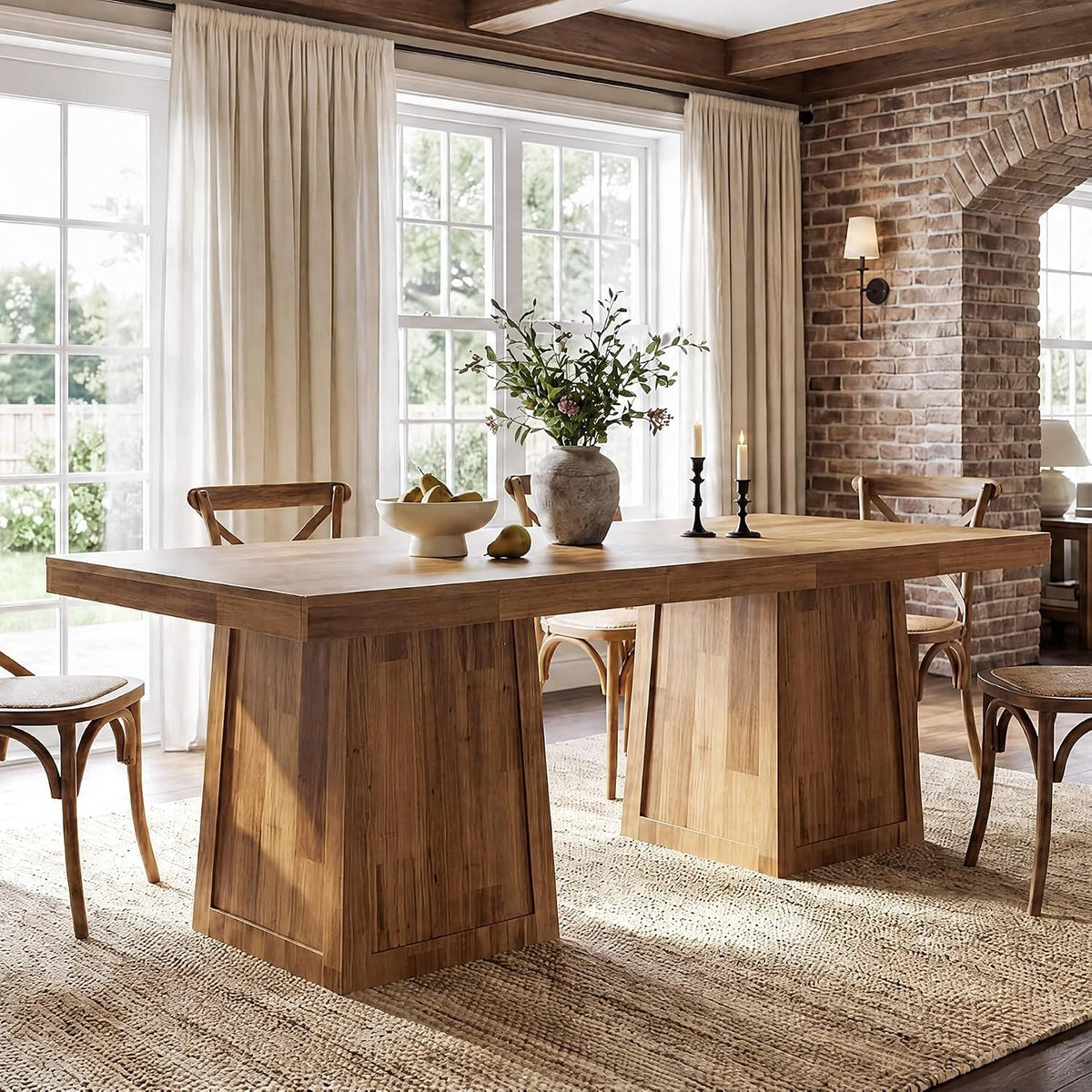 Tribesigns Quadratischer Esstisch 80 × 80 cm, Küchentisch im Landhausstil mit Trapezgestell