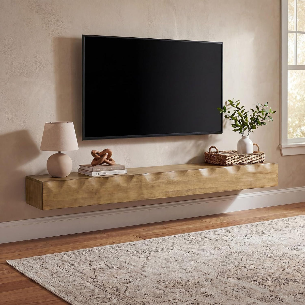 Tribesigns Wand-TV-Board 160 cm aus Massivholz, schwebendes TV-Regal für bis 75 Zoll