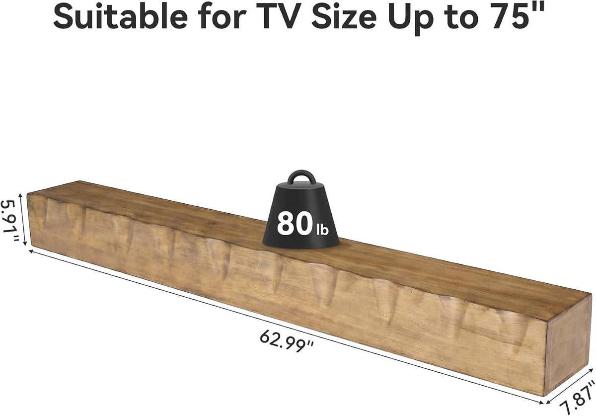 Tribesigns Wand-TV-Board 160 cm aus Massivholz, schwebendes TV-Regal für bis 75 Zoll