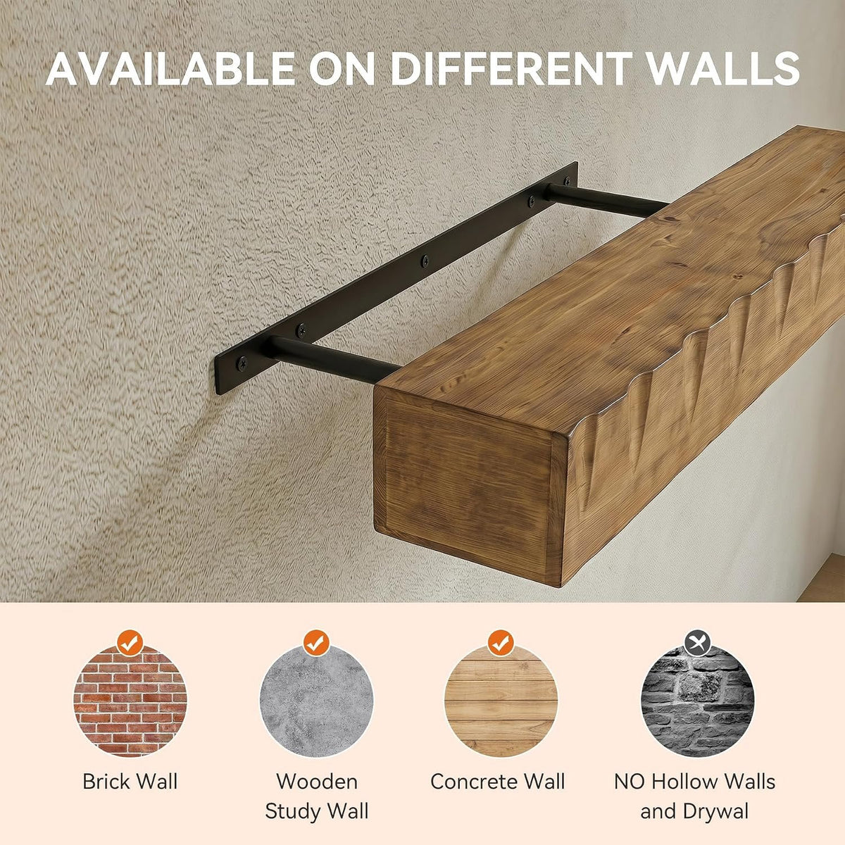 Tribesigns Wand-TV-Board 160 cm aus Massivholz, schwebendes TV-Regal für bis 75 Zoll
