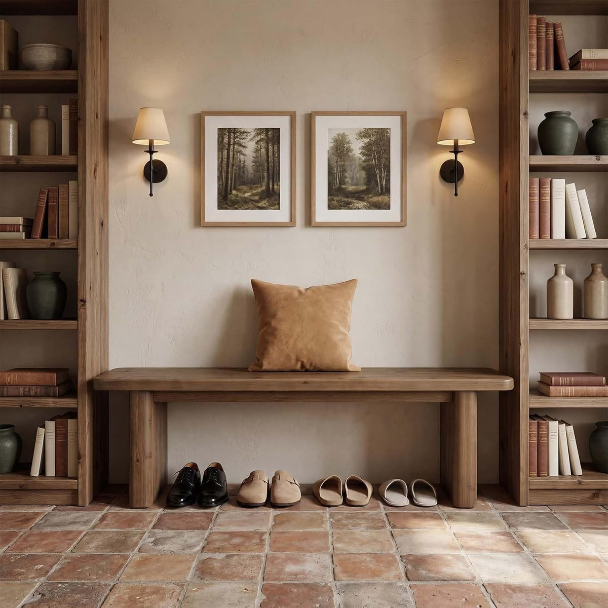 Tribesigns Schuhbank 140 cm aus Massivholz, Sitzbank für 2–3 Personen im Landhausstil