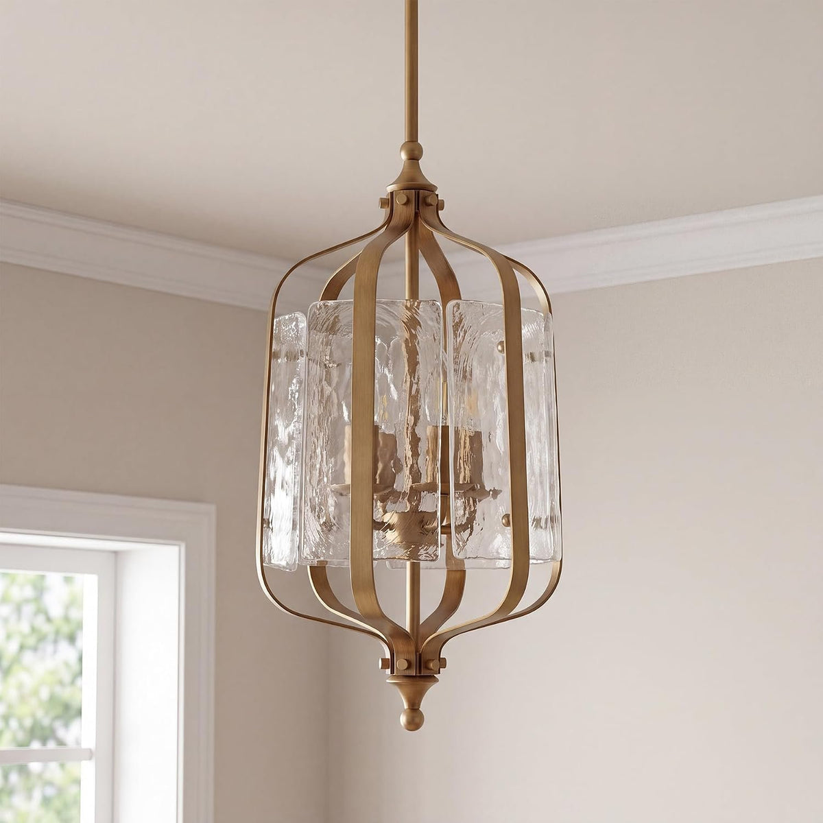 Tribesigns Glas-Pendelleuchte, Retro Esstischlampe mit höhenverstellbarem Glasschirm