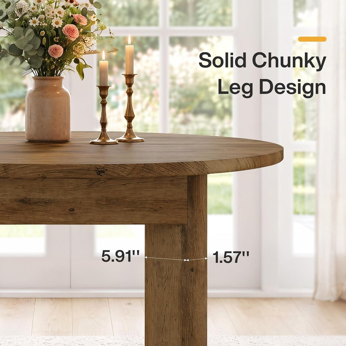 Tribesigns Runder Esstisch 100 cm für 4 Personen, kleiner Küchentisch im Landhausstil