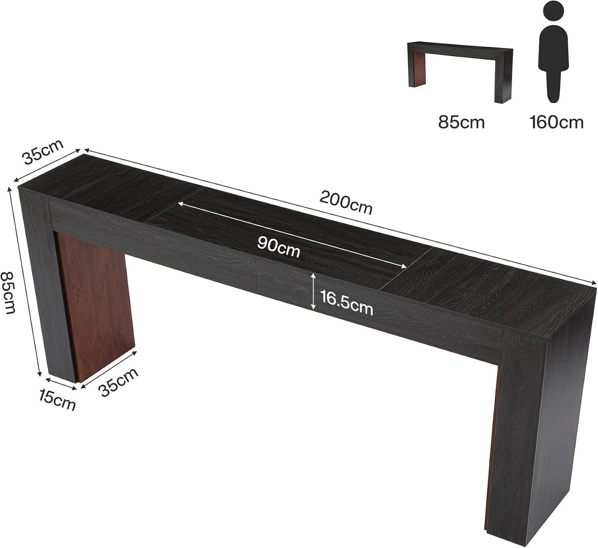 Tribesigns Extra Langer Konsolentisch 200 cm, schmaler Flurtisch mit Kippsicherung