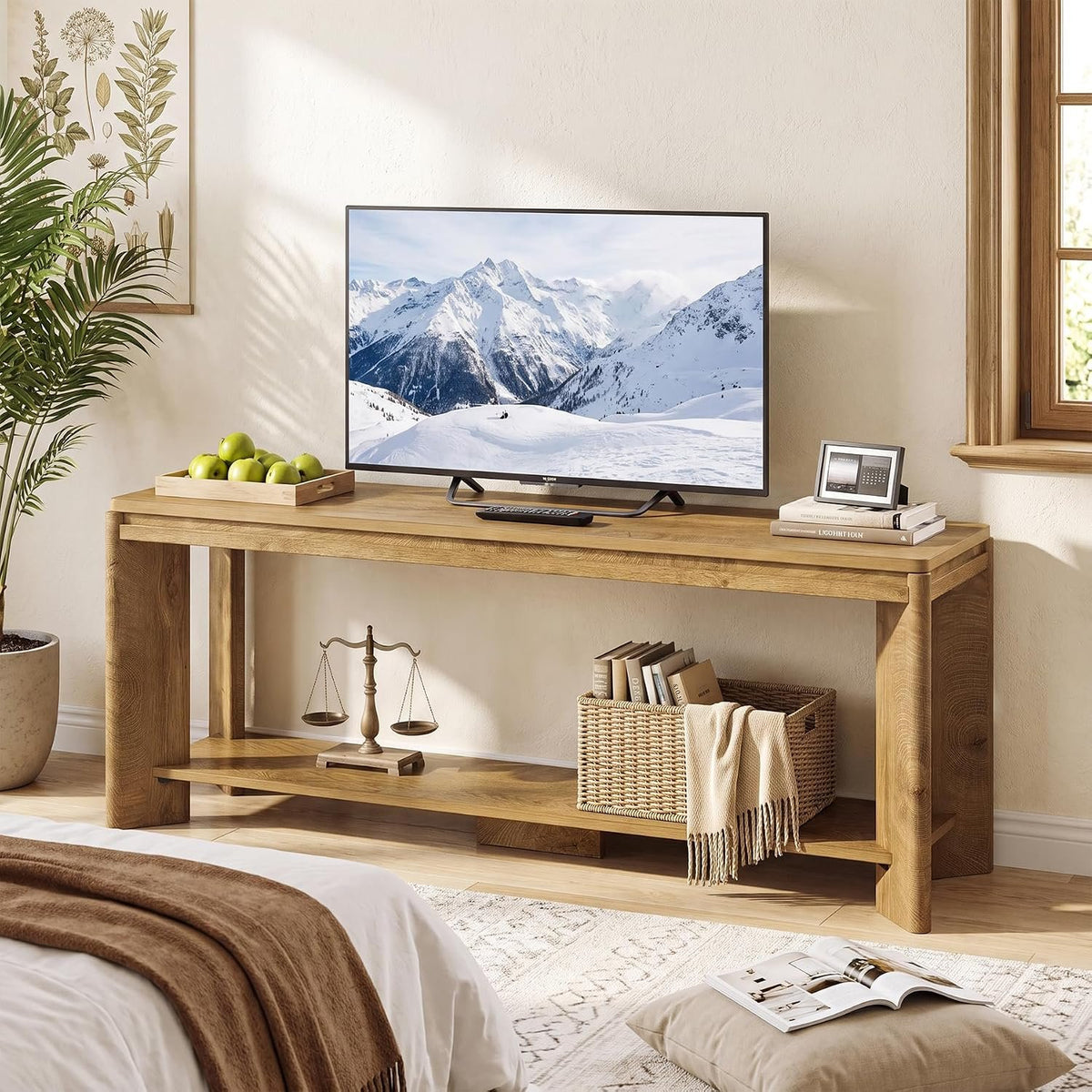 Tribesigns TV-Lowboard 160 cm für 55–70 Zoll, Landhausstil mit Ablage