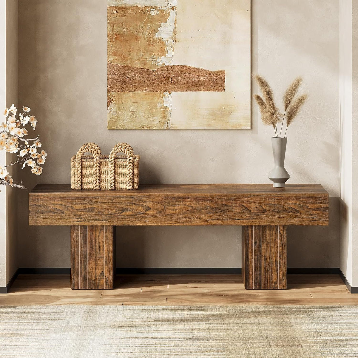 Tribesigns Holz Sitzbank 140 cm, rustikale Esszimmerbank im Landhausstil