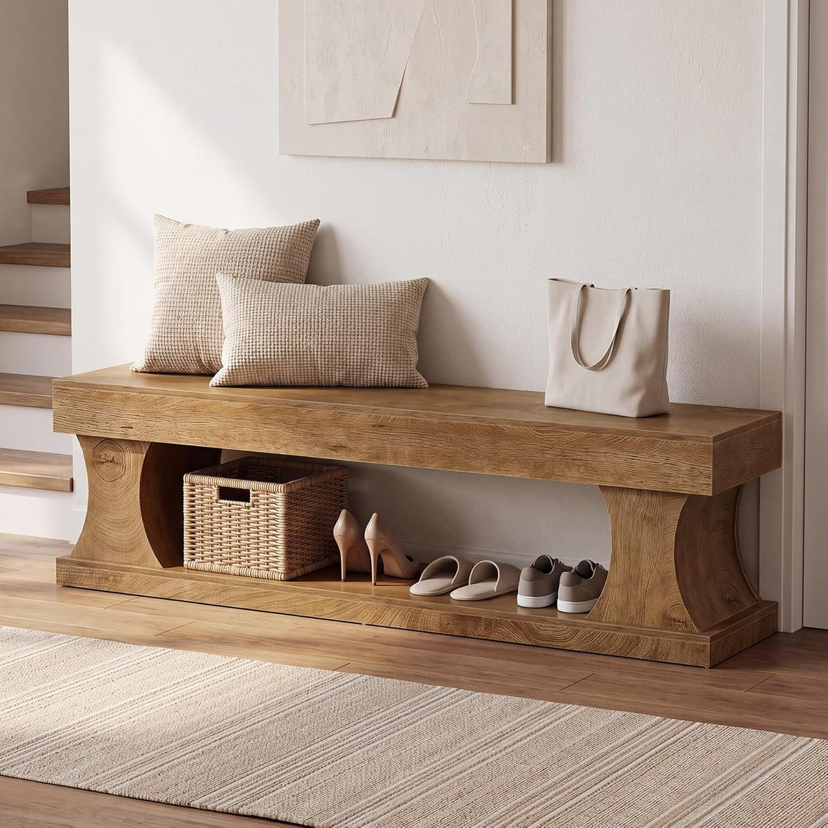 Tribesigns Schuhbank 160 cm mit Stauraum, Flurbank aus MDF mit Sitzfläche