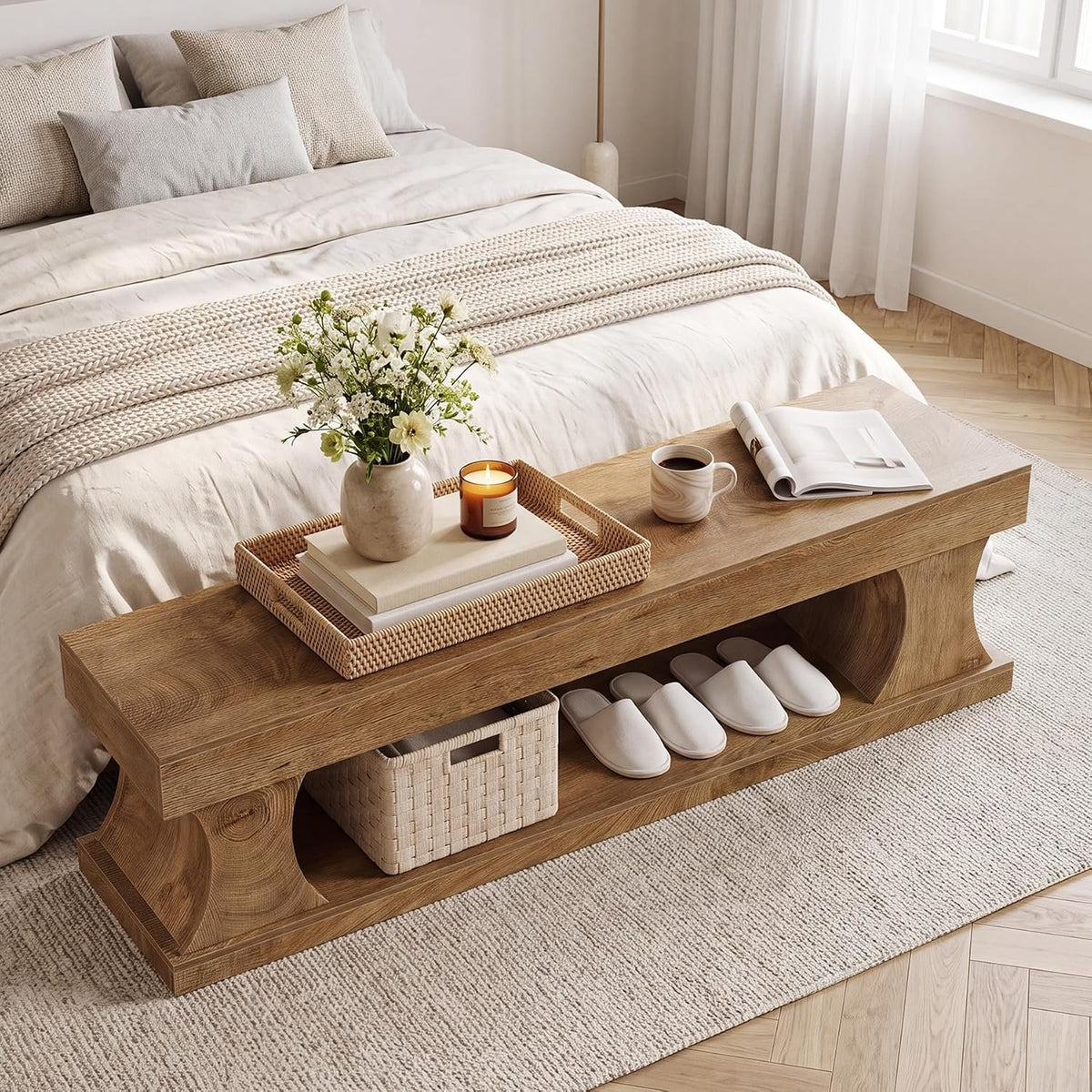 Tribesigns Schuhbank 160 cm mit Stauraum, Flurbank aus MDF mit Sitzfläche