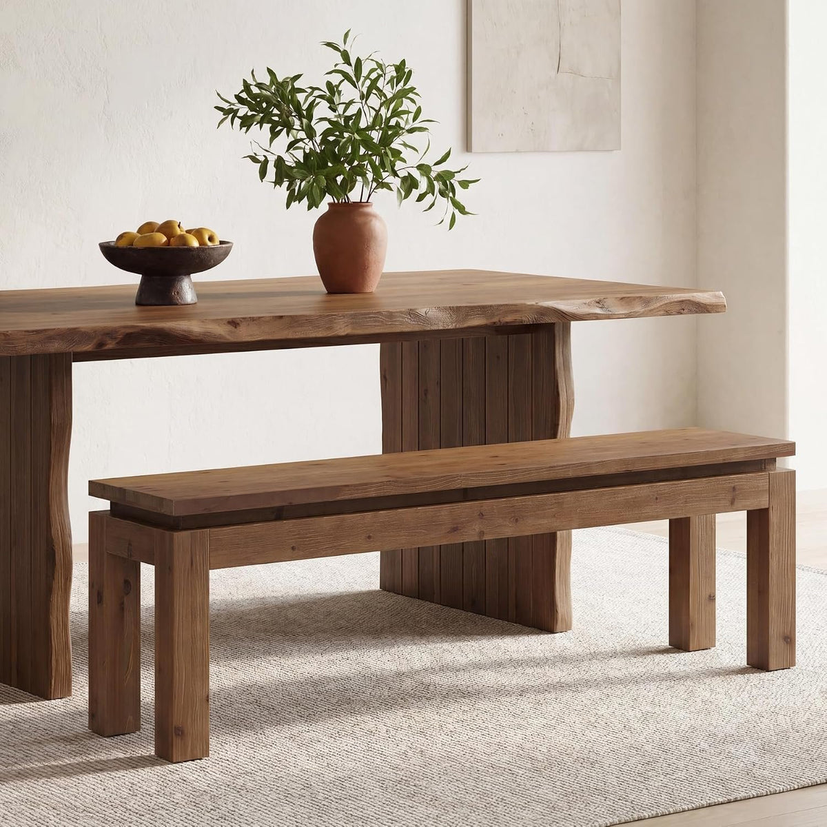 Tribesigns Massivholz Sitzbank 150 cm, Esszimmerbank mit Blockbeinen im Landhausstil
