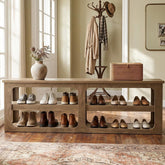 Tribesigns Schuhregal 180 cm mit 2 Ablagen, schmales Flurregal in Vintage-Holzoptik 3