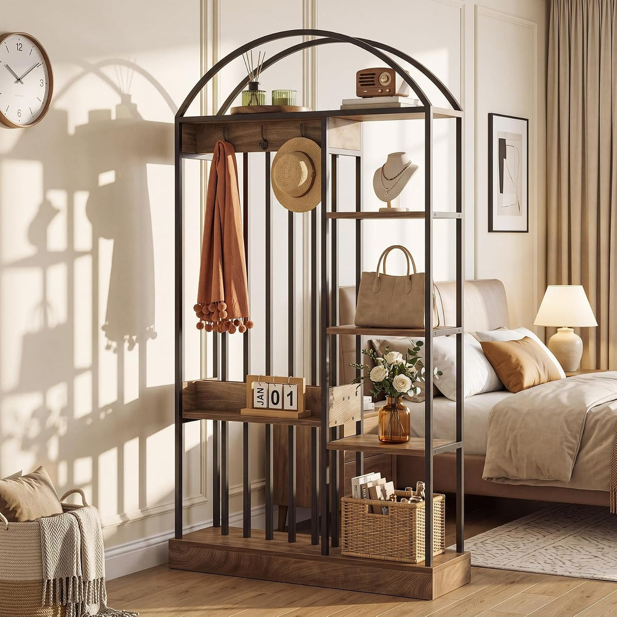 Tribesigns Raumteiler Regal 180 cm hoch, Standregal mit offenen Ablagen im Industrial-Stil