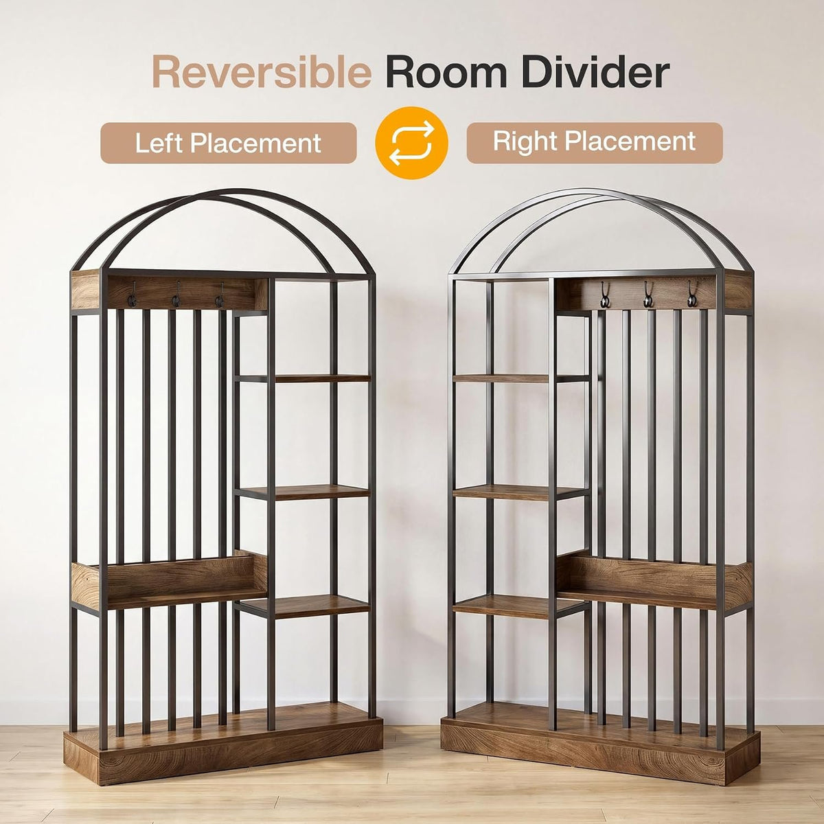 Tribesigns Raumteiler Regal 180 cm hoch, Standregal mit offenen Ablagen im Industrial-Stil