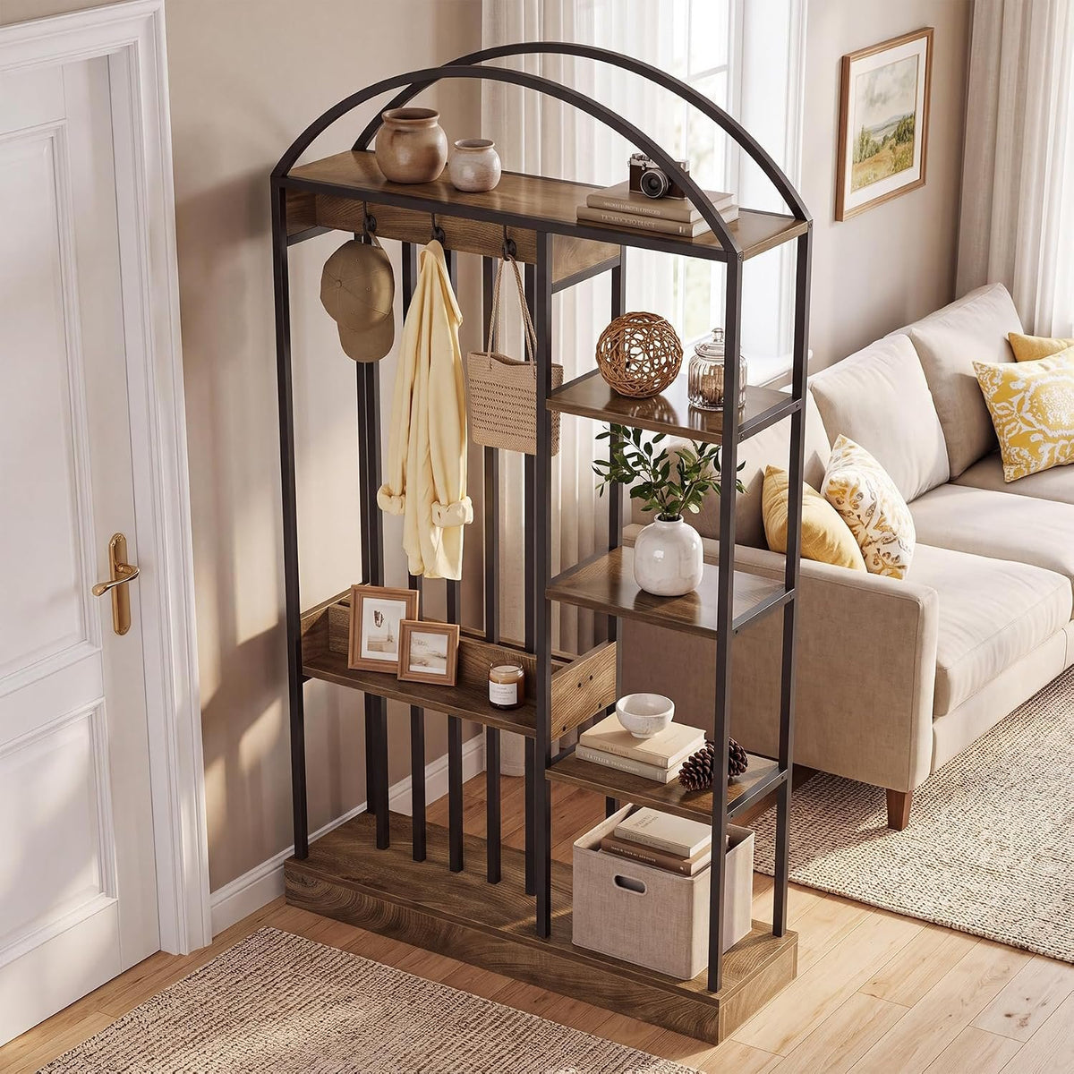Tribesigns Raumteiler Regal 180 cm hoch, Standregal mit offenen Ablagen im Industrial-Stil