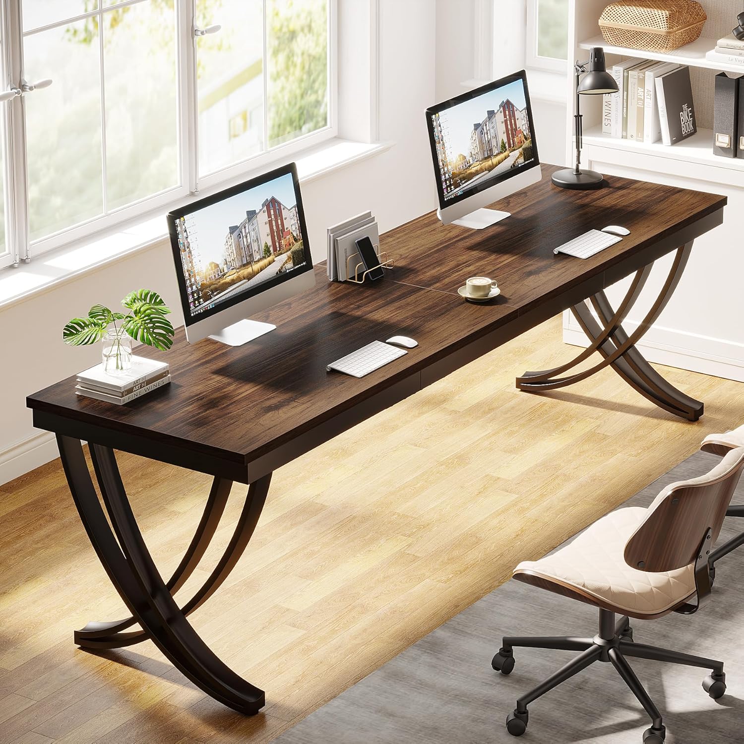 Doppelter Langer Schreibtisch，Schreibtisch, Computertisch, für Home Office