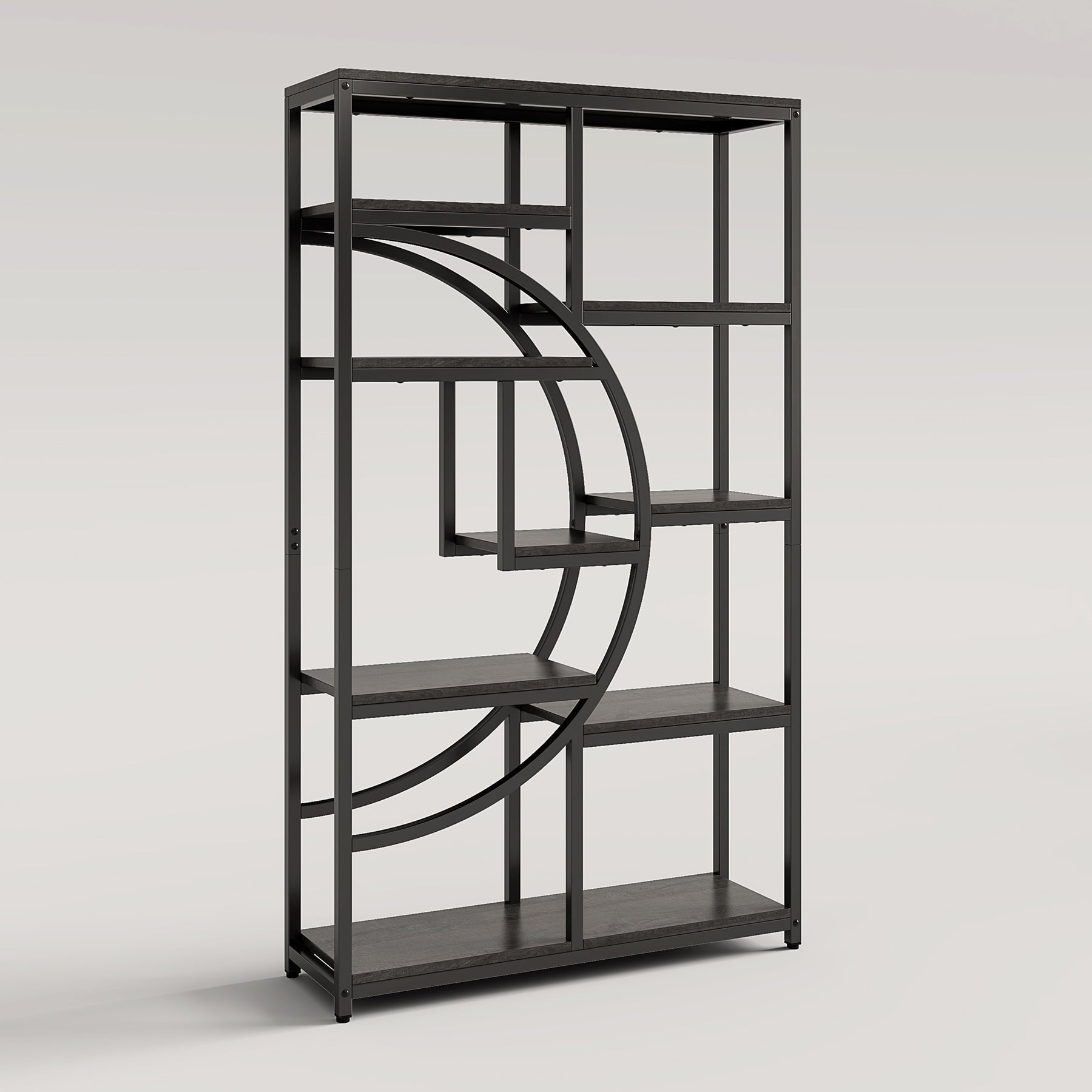 Freistehendes Bücherregal, 175 cm Etagere-Bücherregal mit 9 offenen Regalen