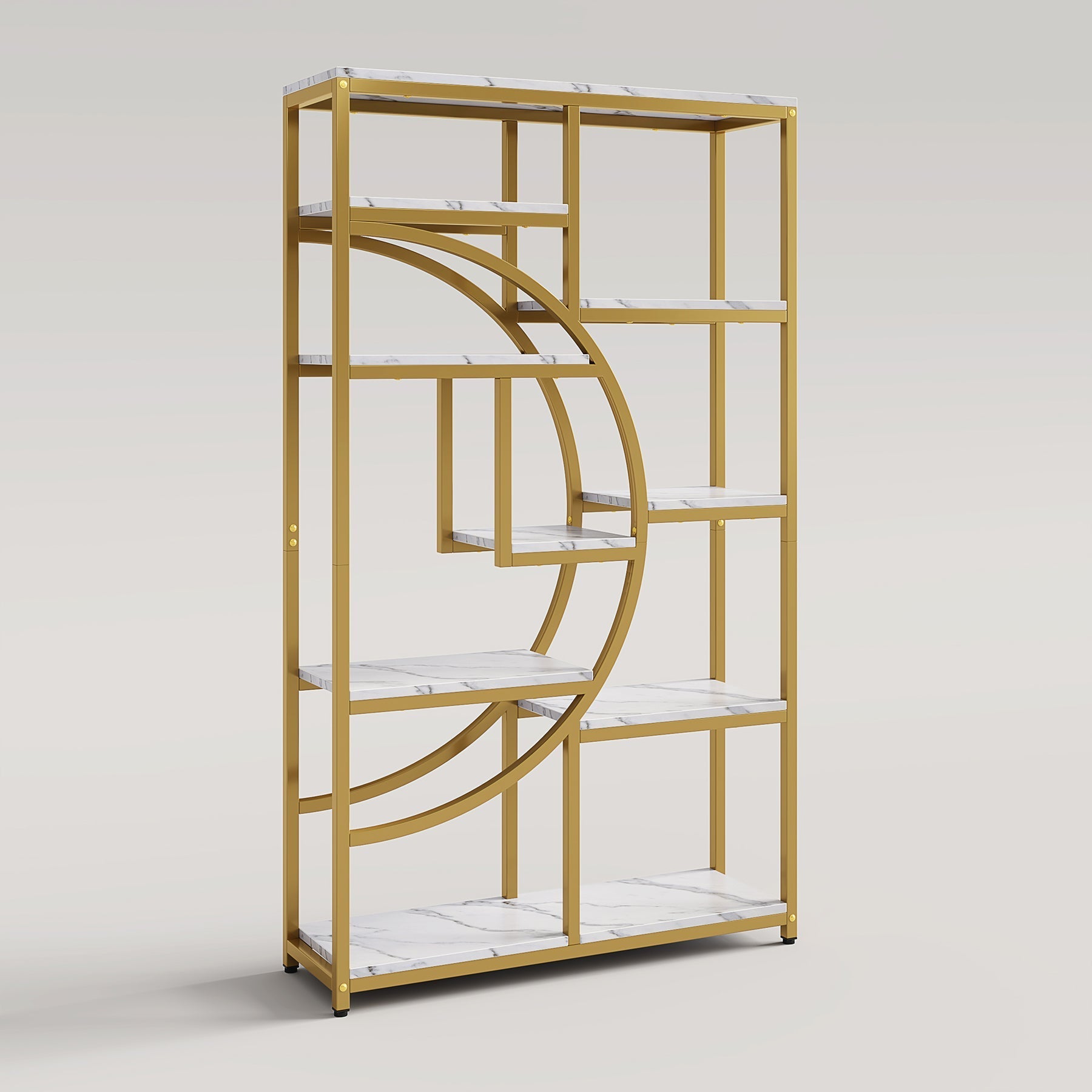 Freistehendes Bücherregal, 175 cm Etagere-Bücherregal mit 9 offenen Regalen