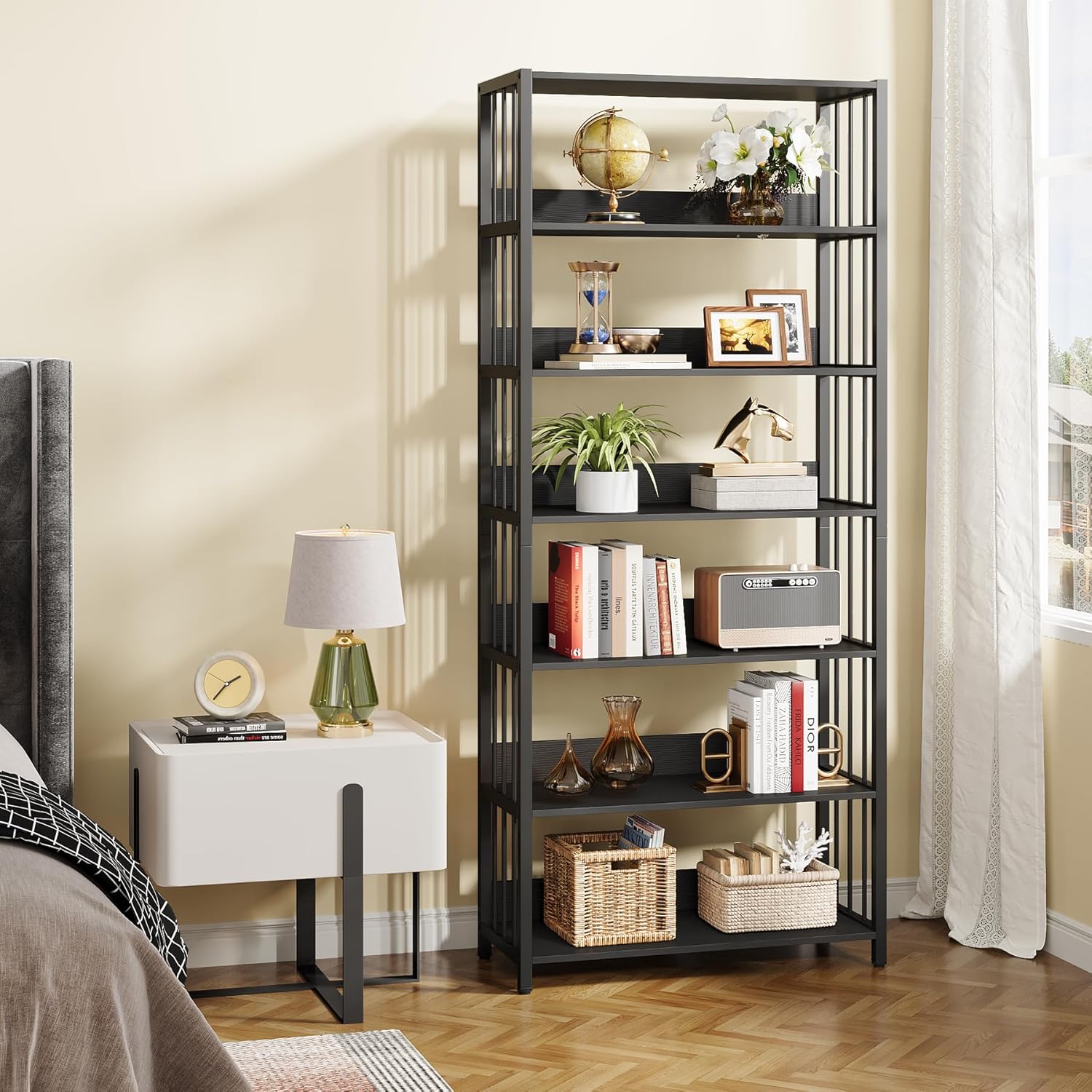 Großes industrielles Ständerregal von Tribesigns - 6 Etagen, 190 cm, Holz