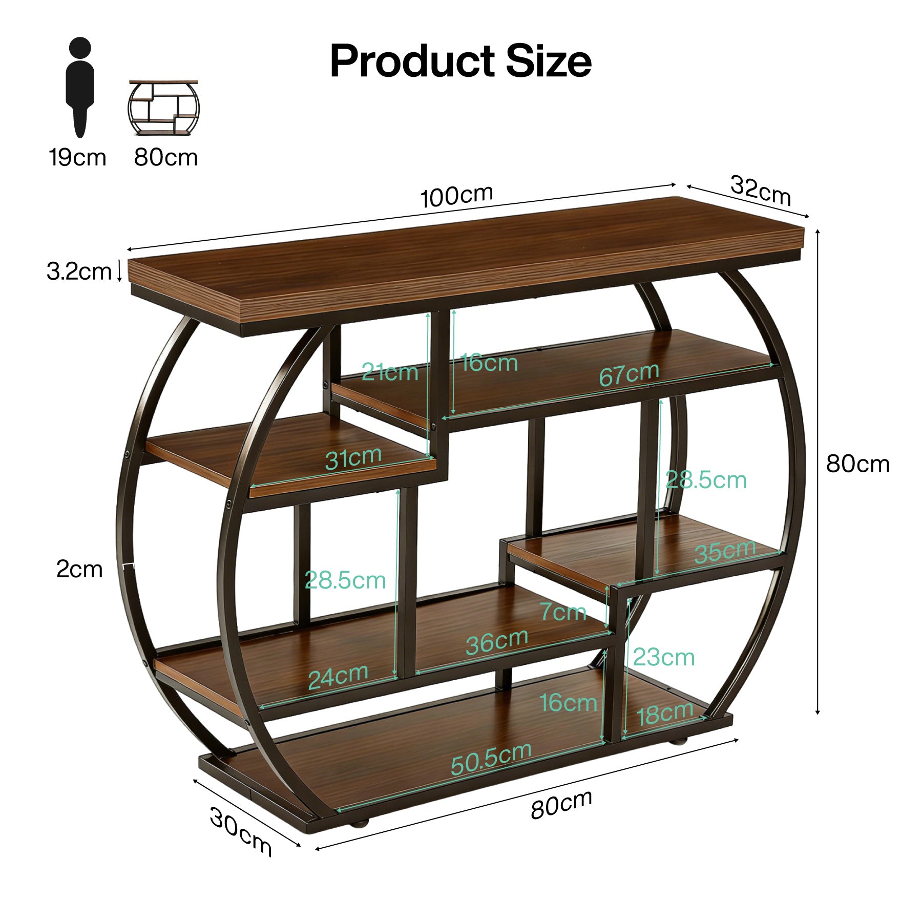 Tribesigns Konsolentisch 100 cm schmal mit 6 Ablagen, Industrieller Flurtisch