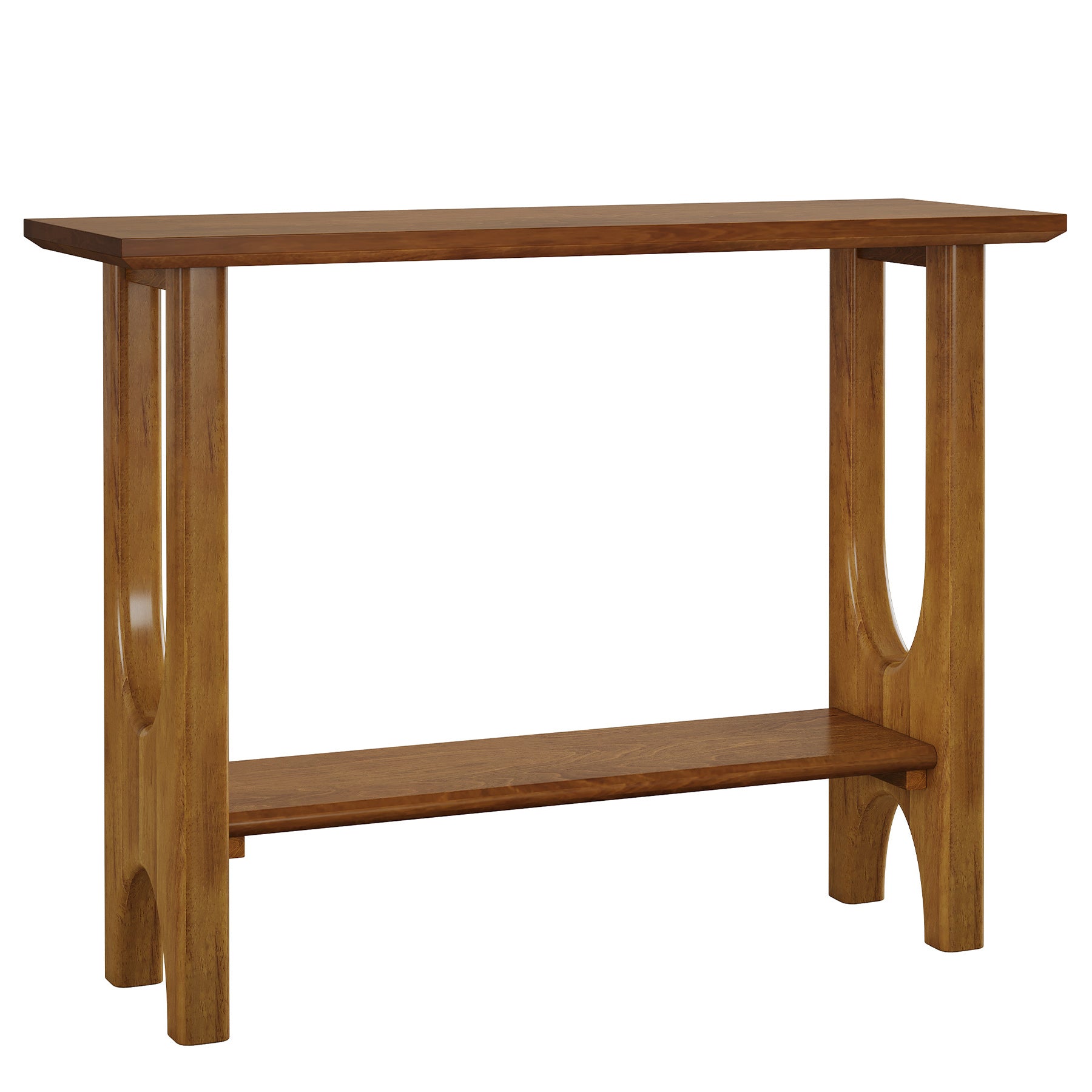 105 cm Konsolentisch - Mid-Century-Konsole mit Stauraum in hellem Nussbaum