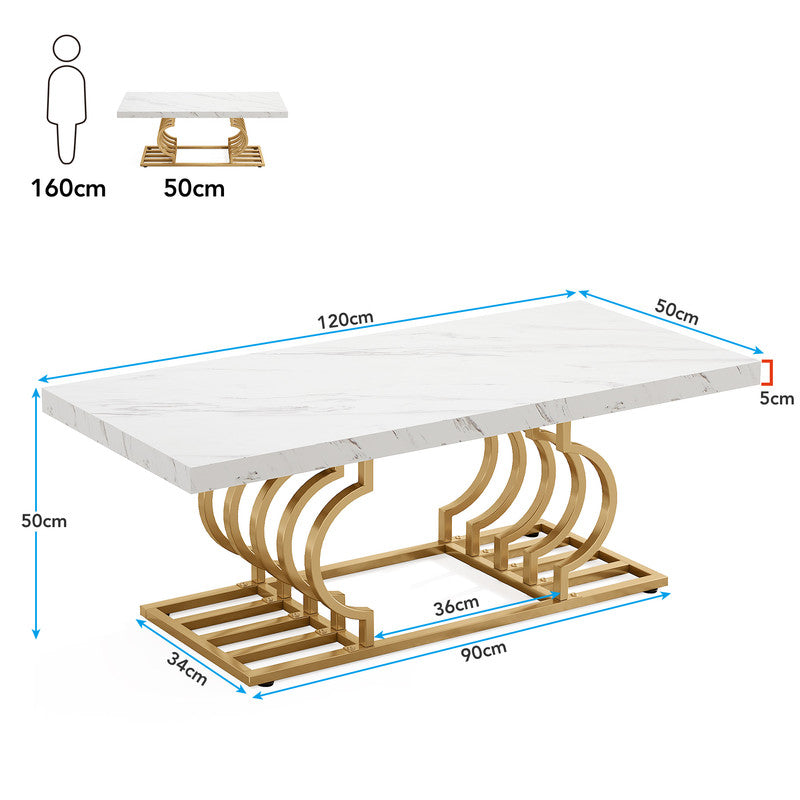 Moderner Couchtisch - Tribesigns Cocktailtisch mit geometrischem Gestell