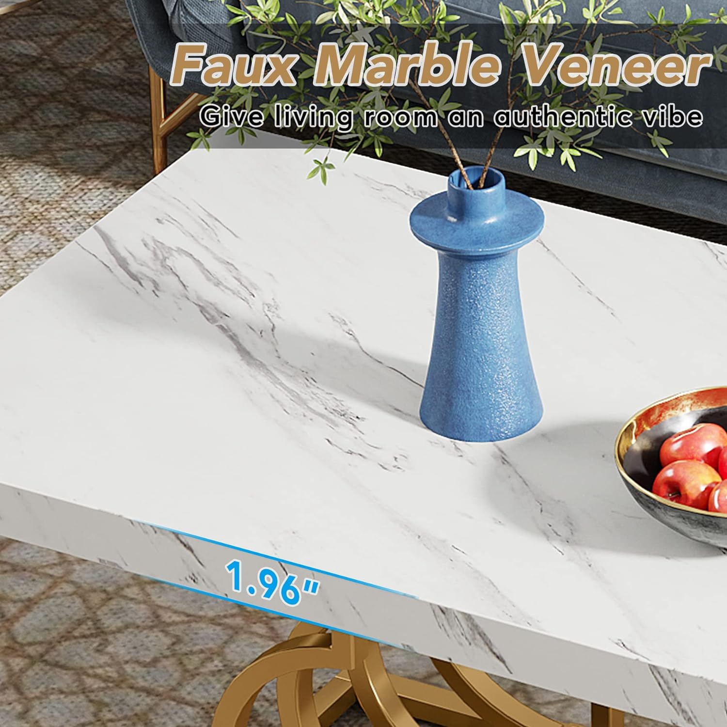 Moderner Couchtisch - Tribesigns Cocktailtisch mit geometrischem Gestell
