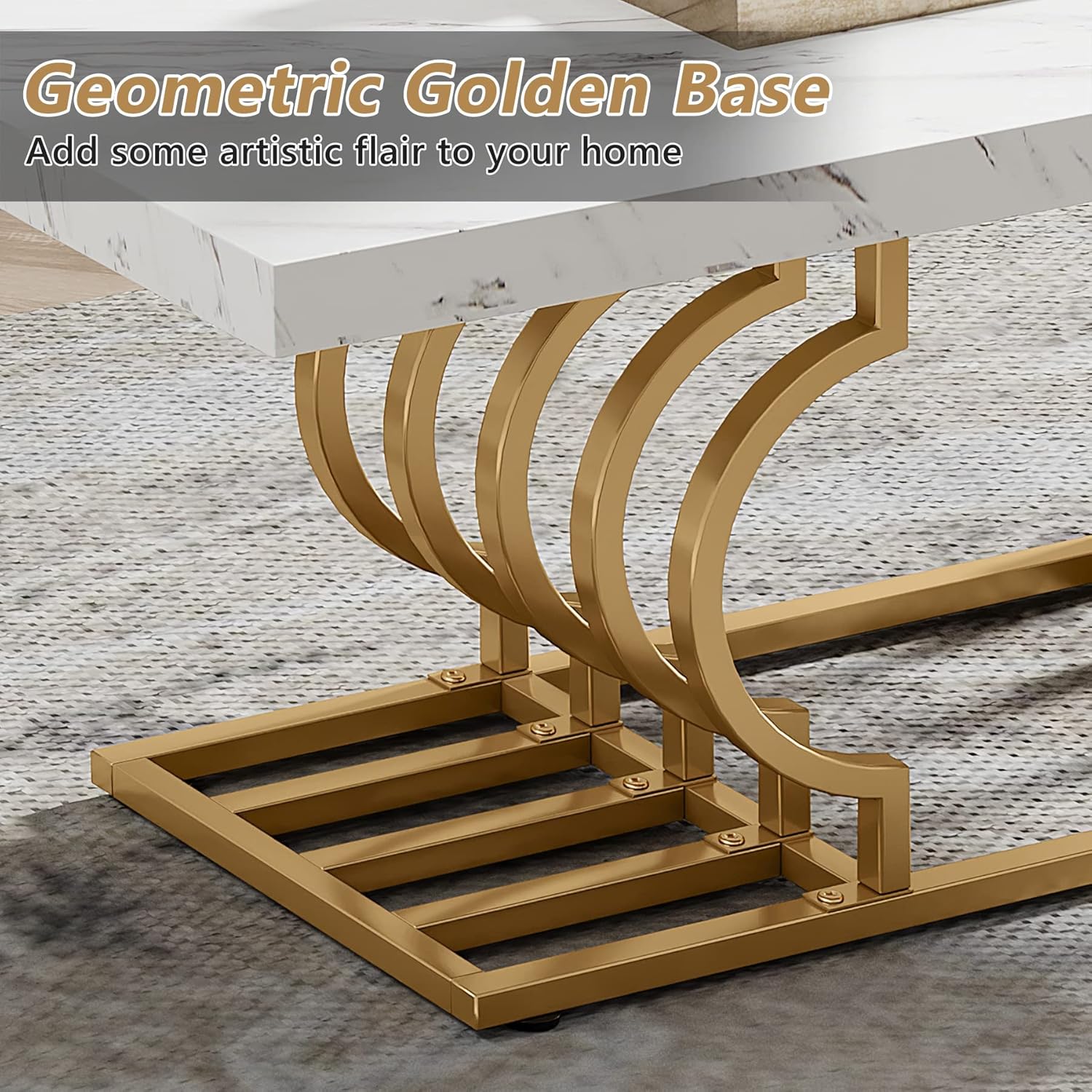 Moderner Couchtisch - Tribesigns Cocktailtisch mit geometrischem Gestell