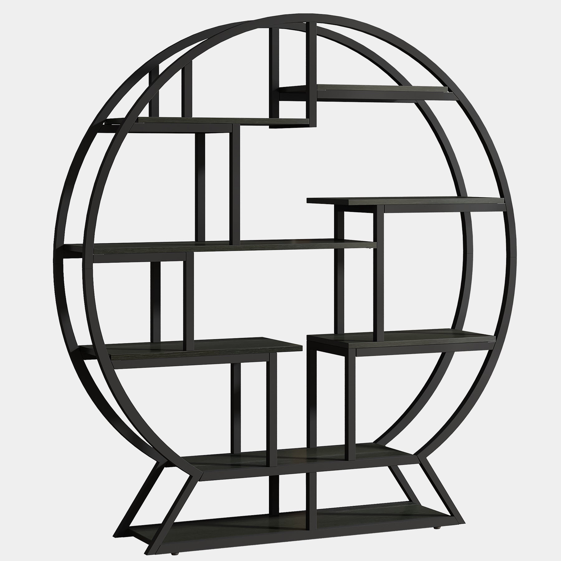 Rundes Bücherregal, 150cm Etagere-Bücherregal mit versetzten Regalen