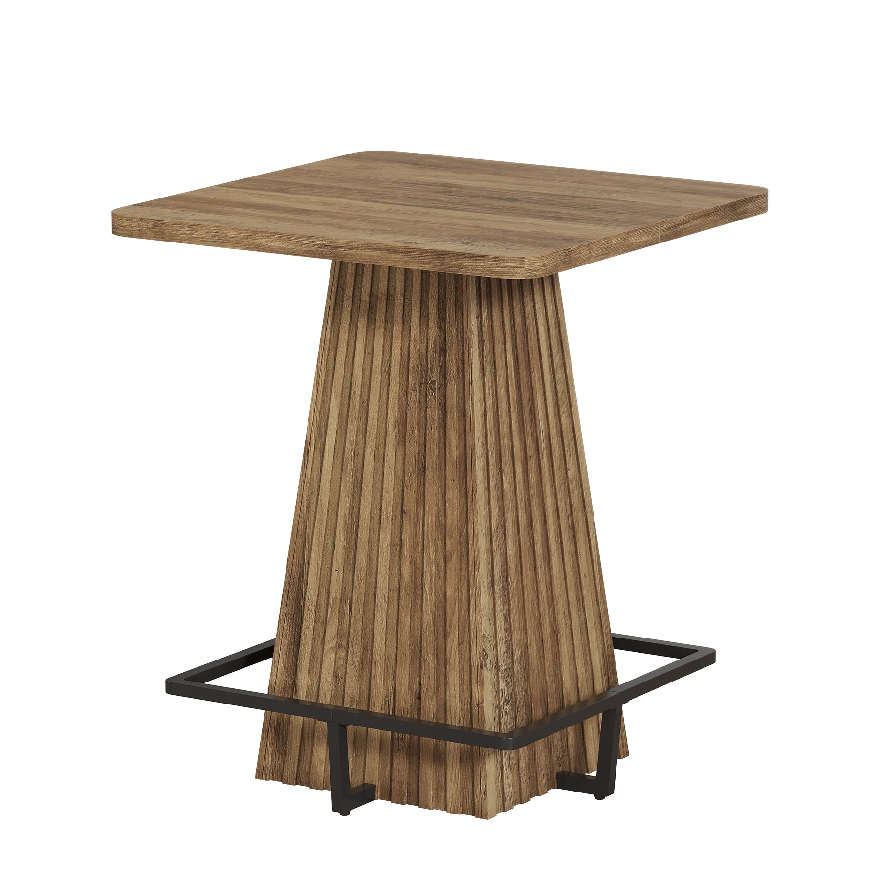 Tribesigns Bartisch 80 cm, Quadratischer Hochtisch mit Metall-Fußstütze im Landhausstil