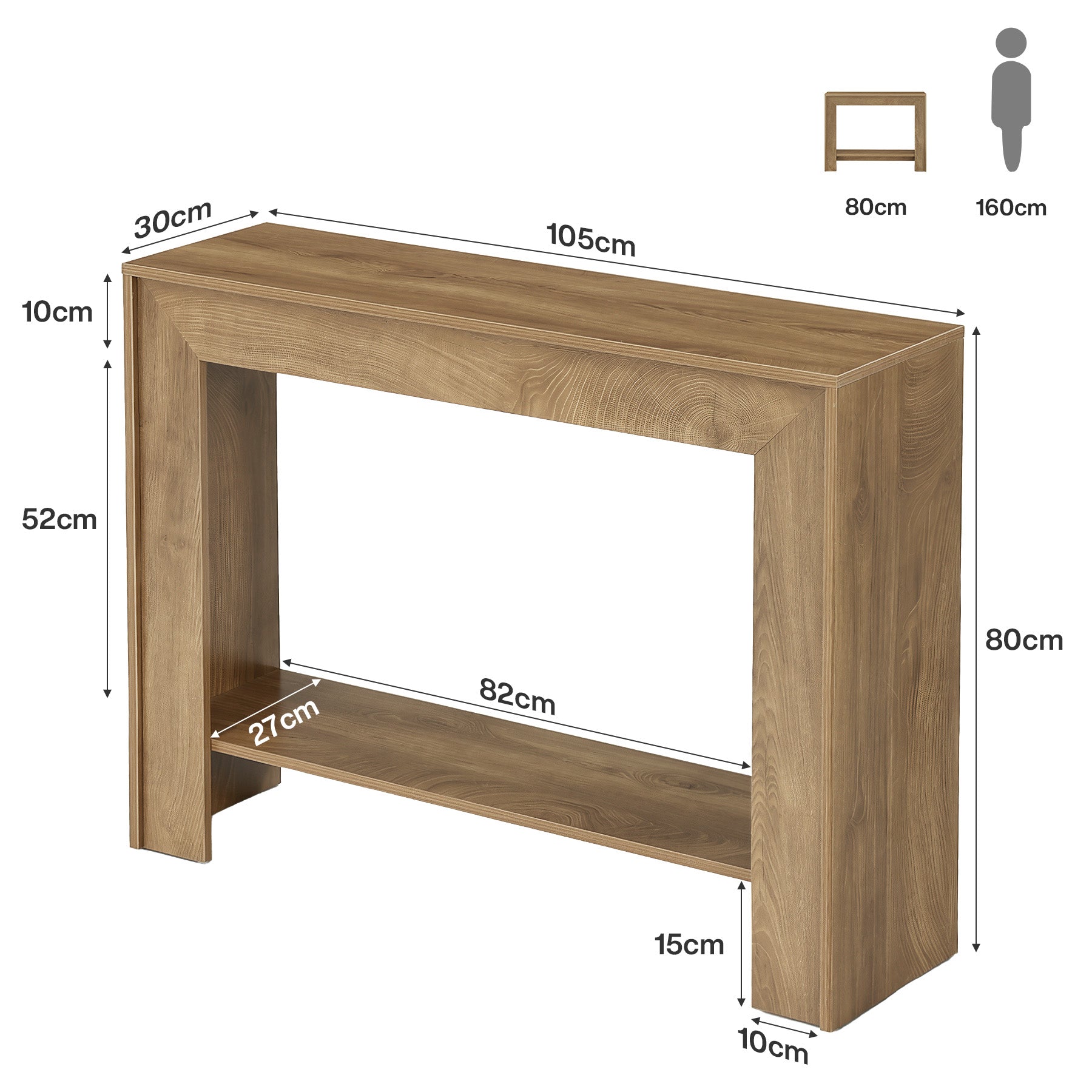 Tribesigns Konsolentisch 105 cm Schmal, Flurtisch mit 2 Ablagen für Eingangsbereich & Wohnzimmer