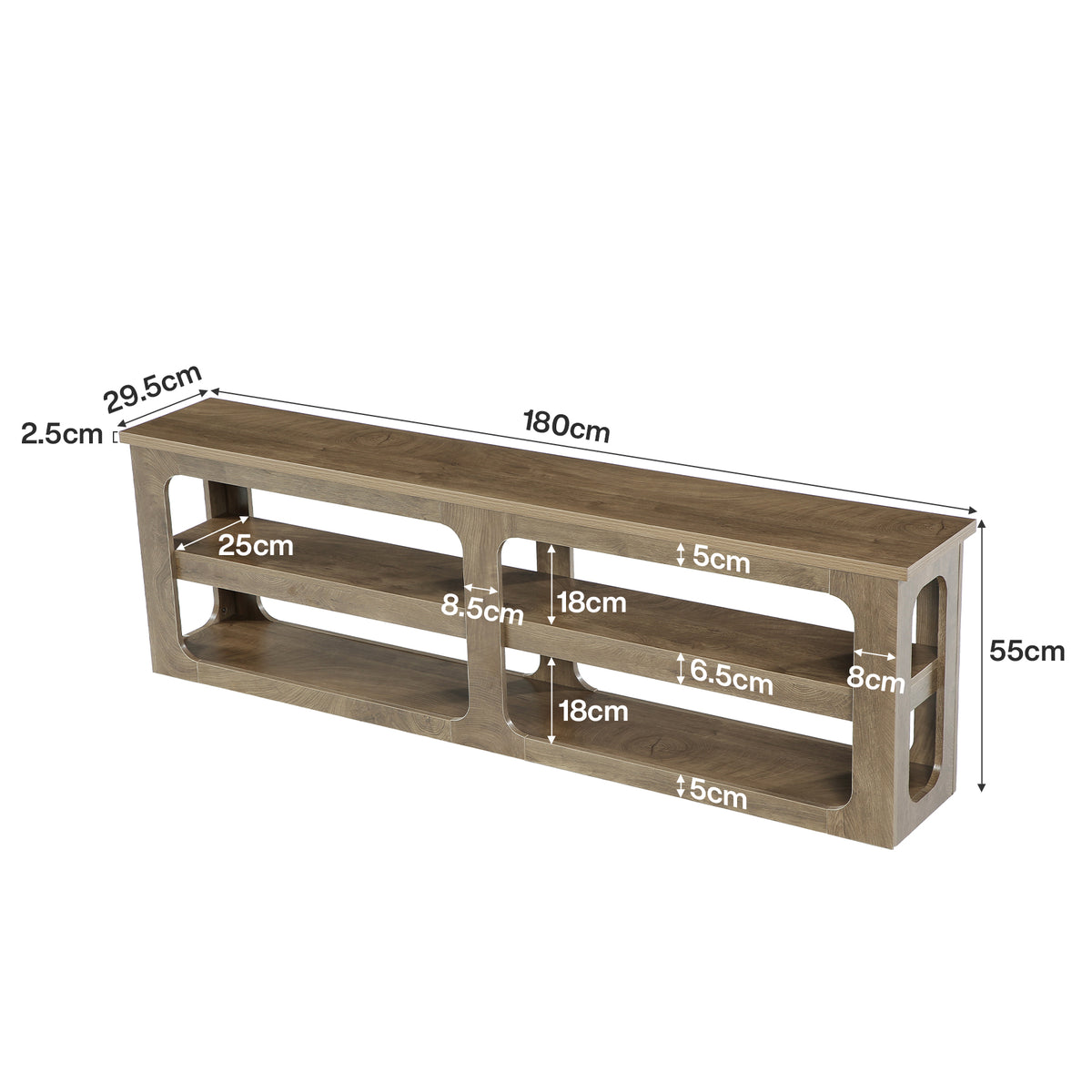 Tribesigns Schuhregal 180 cm mit 2 Ablagen, schmales Flurregal in Vintage-Holzoptik