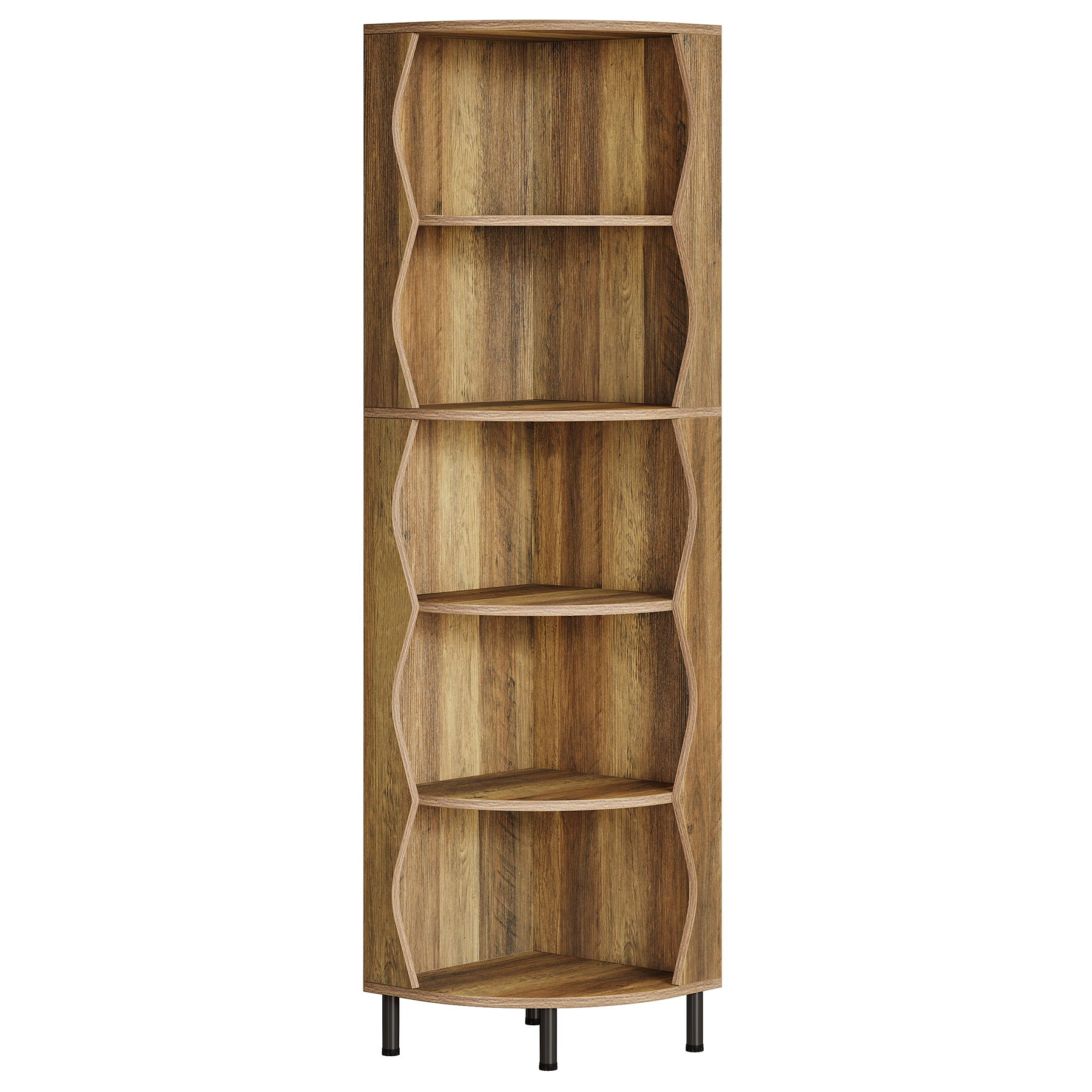 Tribesigns 5-stöckiges Eckregal 182 cm hohes Eckbücherregal, Stilvolles Bücherregal aus Holz