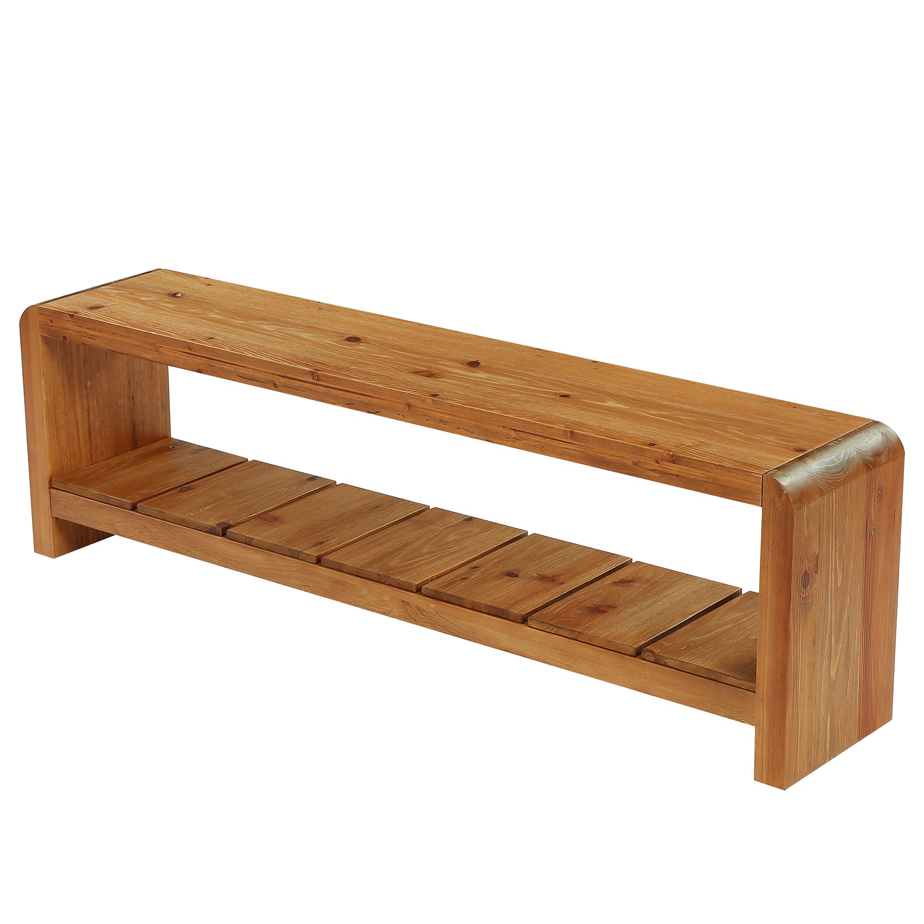 Tribesigns TV-Lowboard 150 cm aus Massivholz für 55–65 Zoll Fernseher, TV-Schrank im Landhausstil mit offener Ablage