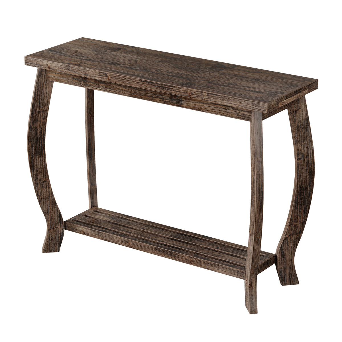 Tribesigns Massivholz Konsolentisch 105 cm, schmaler Flurtisch mit 2 Ebenen im Landhausstil