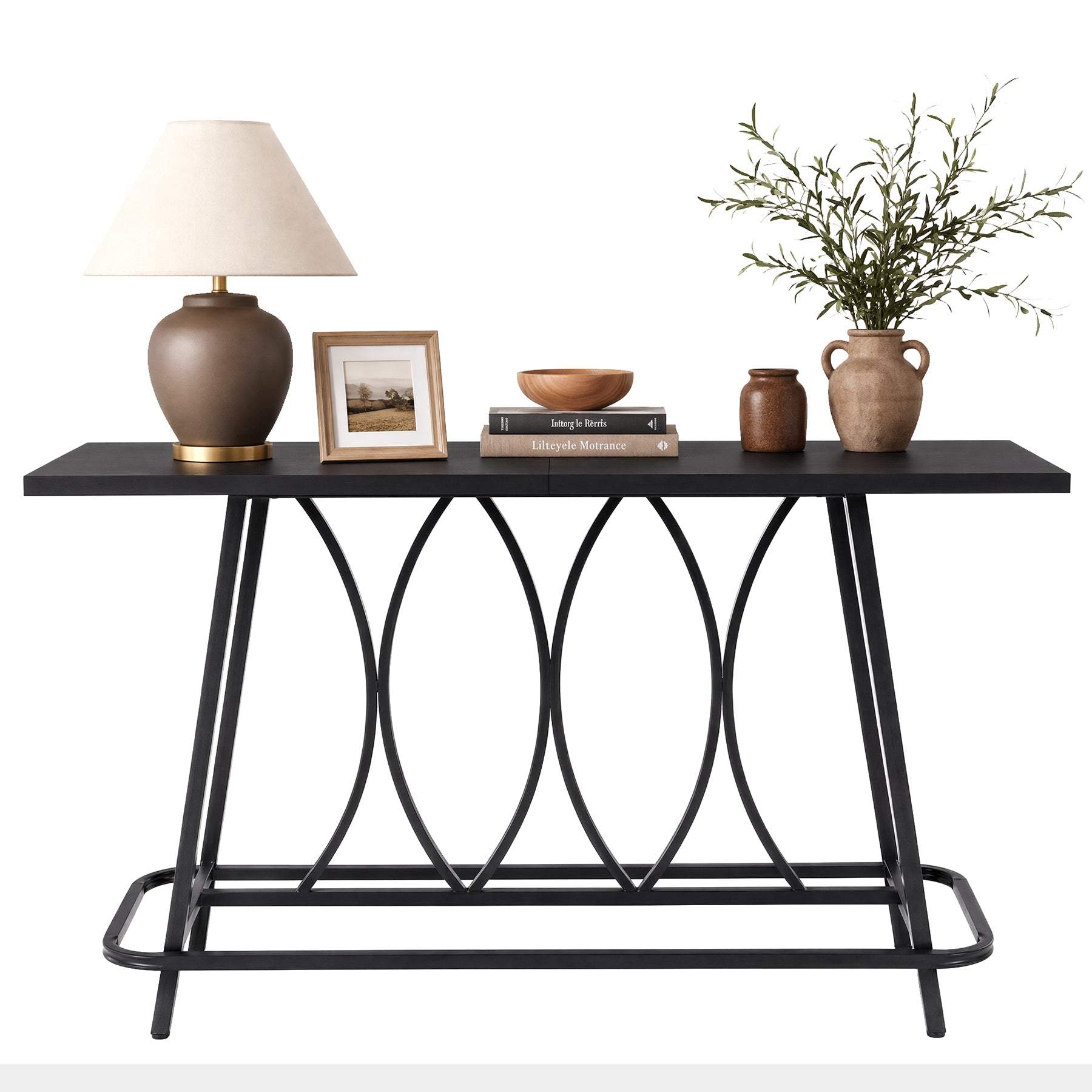 Tribesigns 160 cm Konsolentisch im modernen Landhausstil, schmaler Flurtisch mit Metallgestell