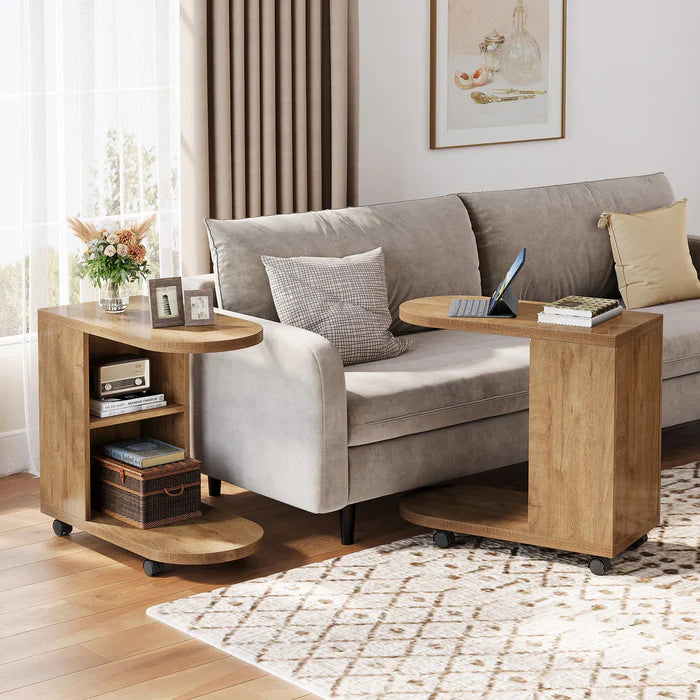 C-förmiger Beistelltisch, beweglicher Sofa-Beistelltisch mit Stauraum