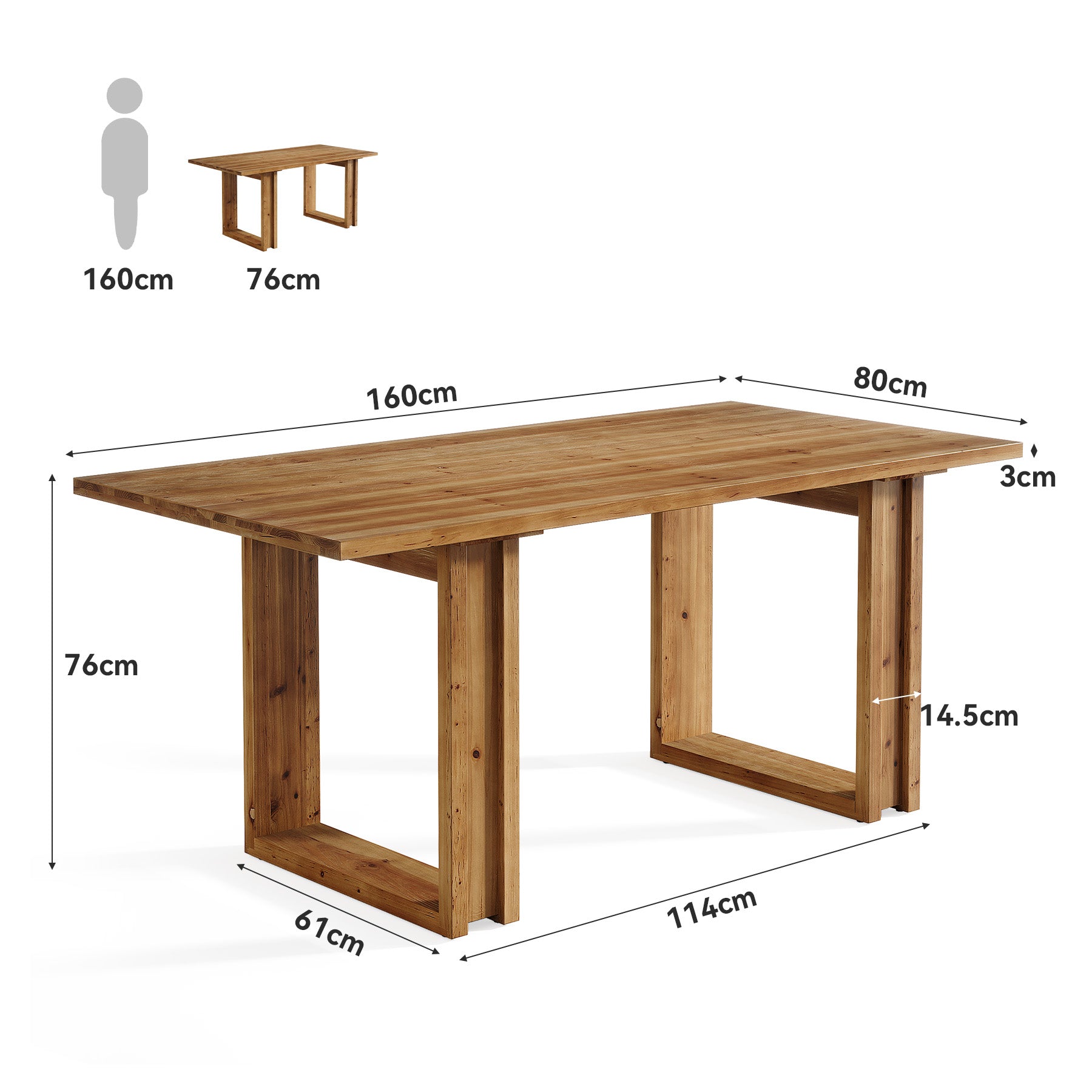 Tribesigns Massivholz Schreibtisch 160 cm, großer Home Office Tisch aus Tannenholz, Executive Desk im Landhausstil