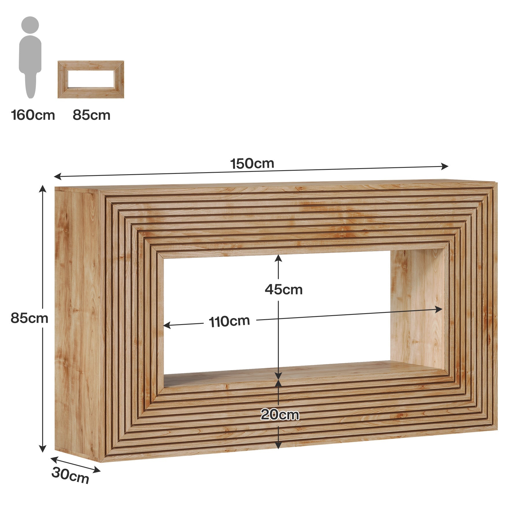 Tribesigns 150 cm Konsolentisch im Landhausstil mit Rillen-Front, schmaler Flurtisch mit Stauraum