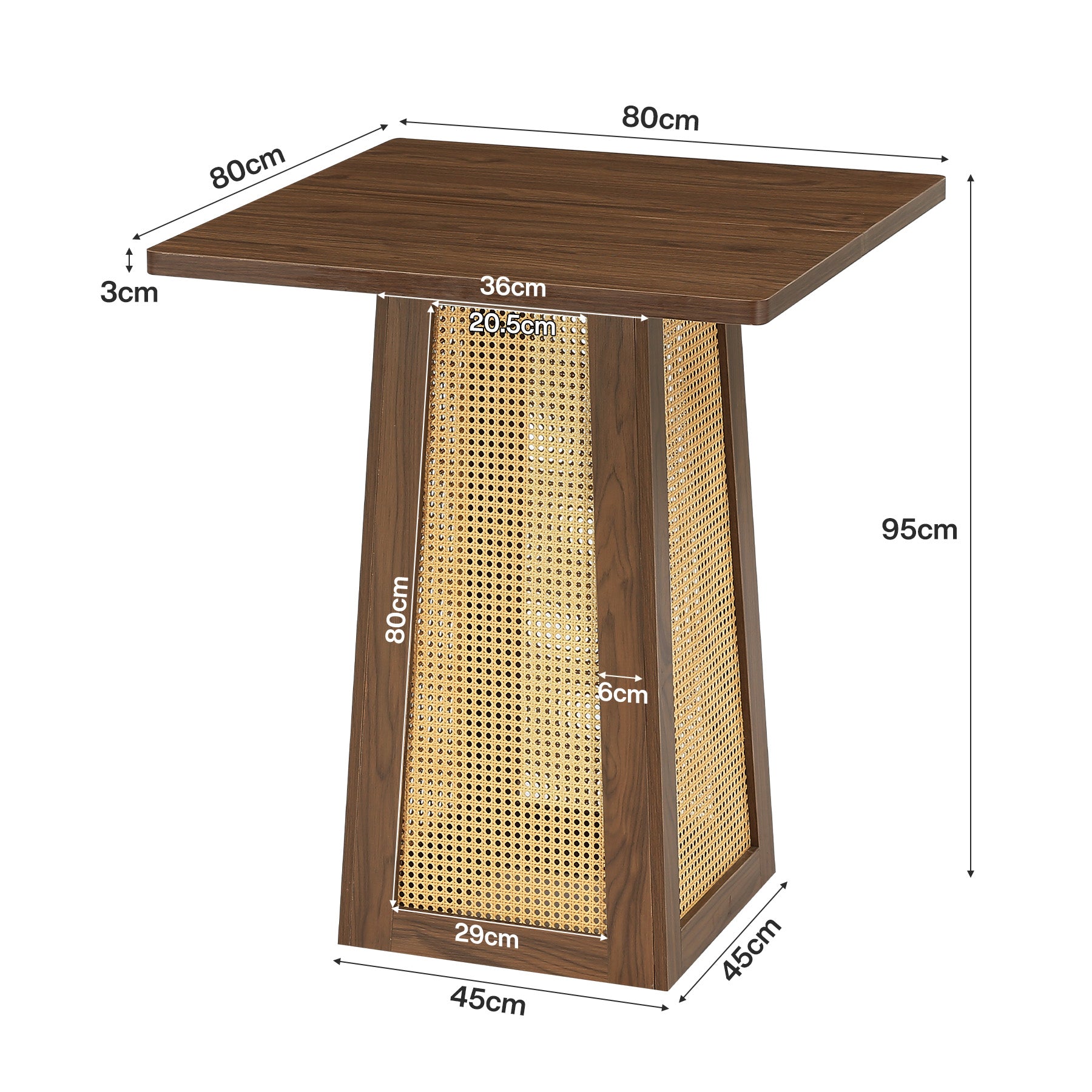 Tribesigns Bartisch 80 x 80 cm mit Sockelfuß, Küchen-Bartisch für 2–4 Personen im Landhausstil