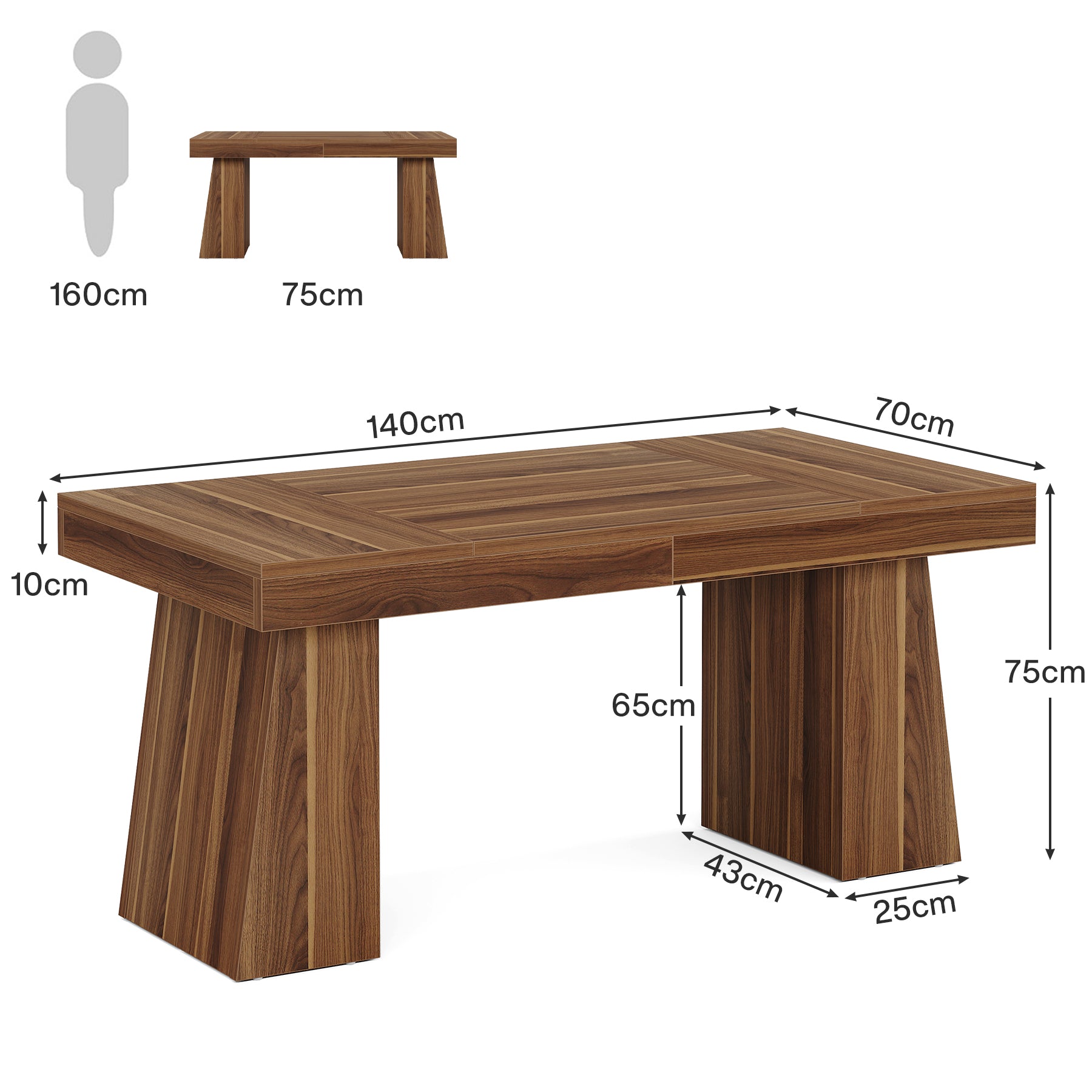 140 cm Executive-Schreibtisch, moderner Computertisch aus Holz, Arbeitsplatzschreibtisch